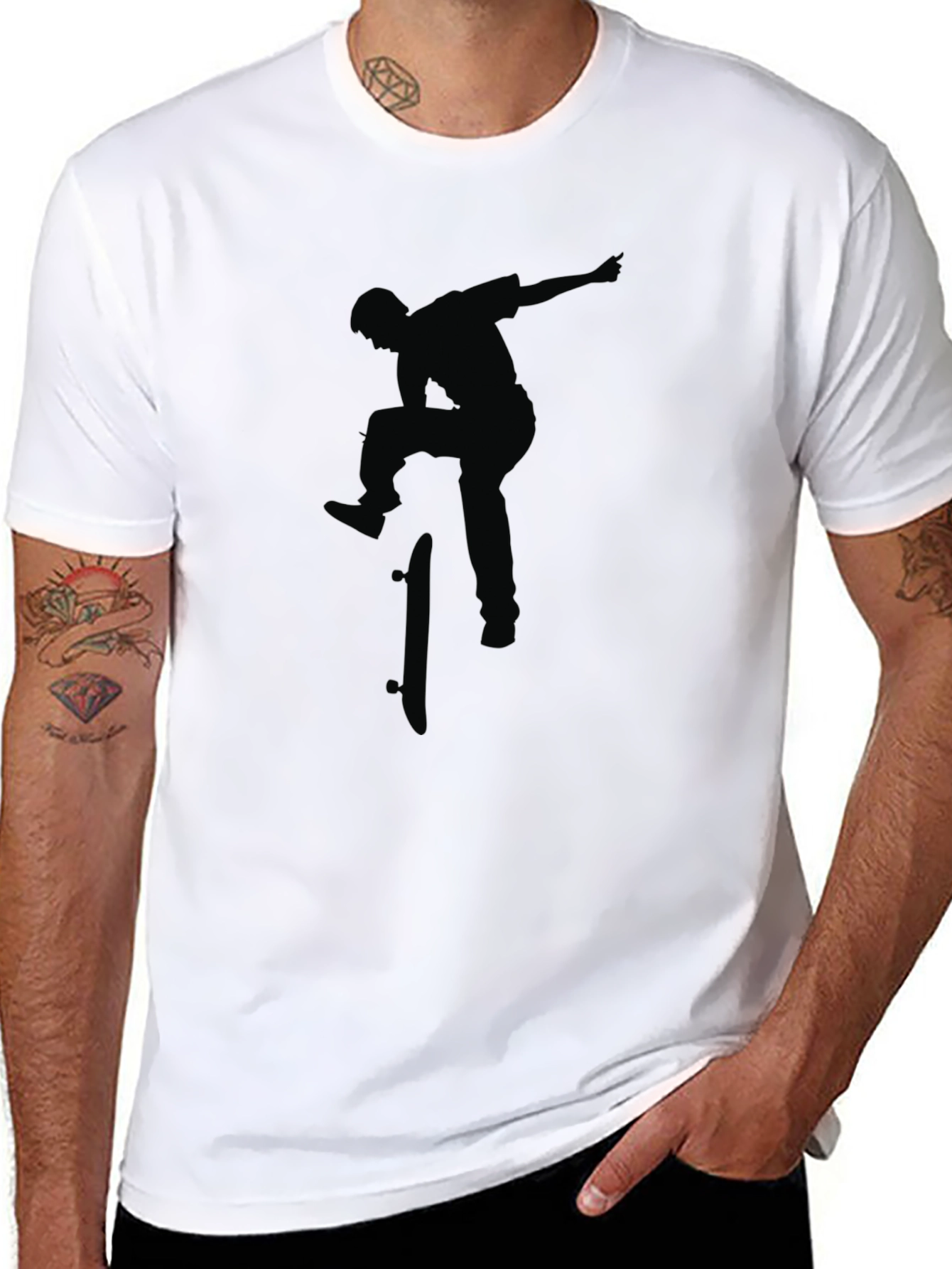 Skateboarder Silhouette Black Graphic Tee