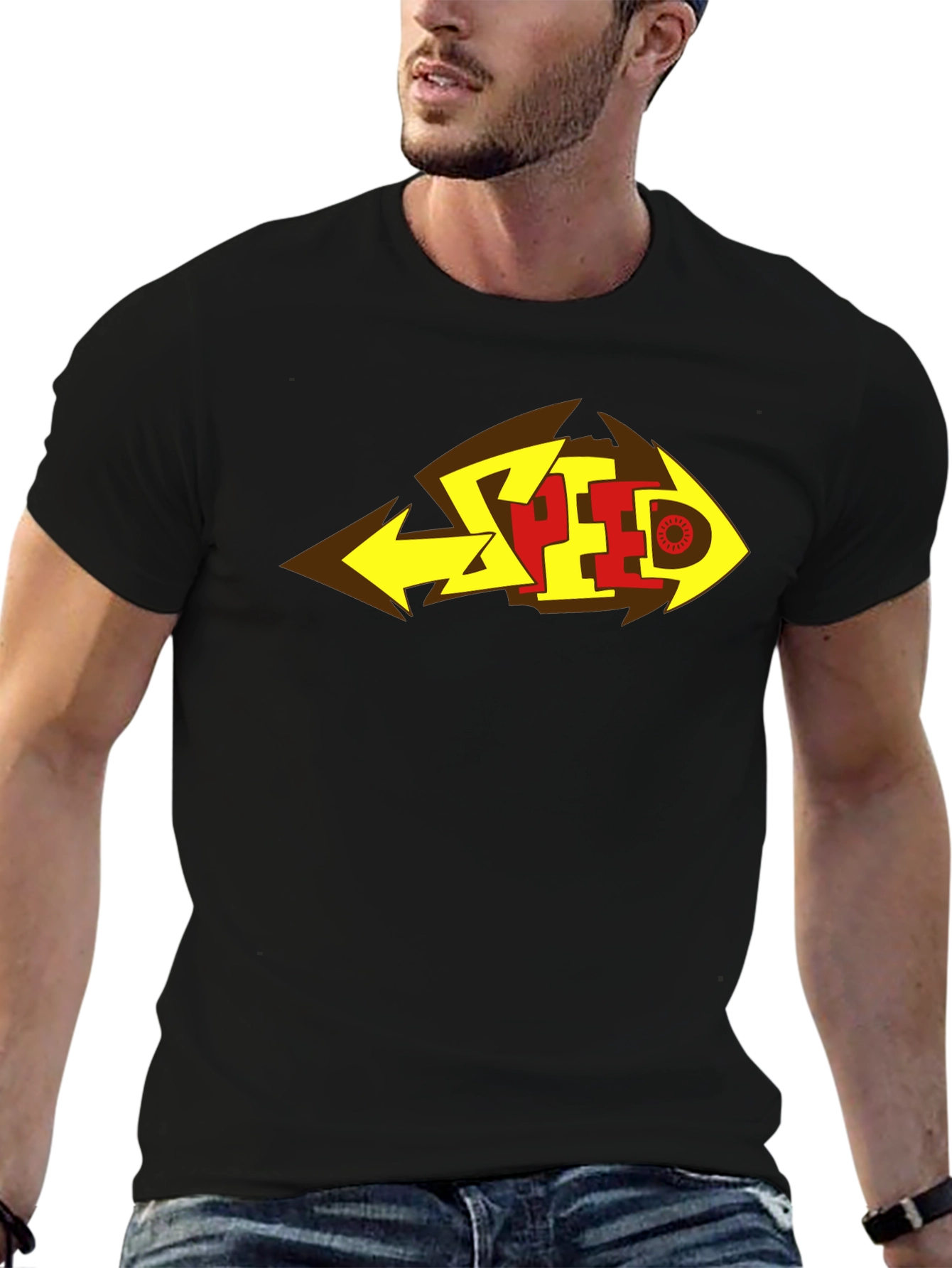 Bold SPEED Graphic Tee - Black Cotton Blend