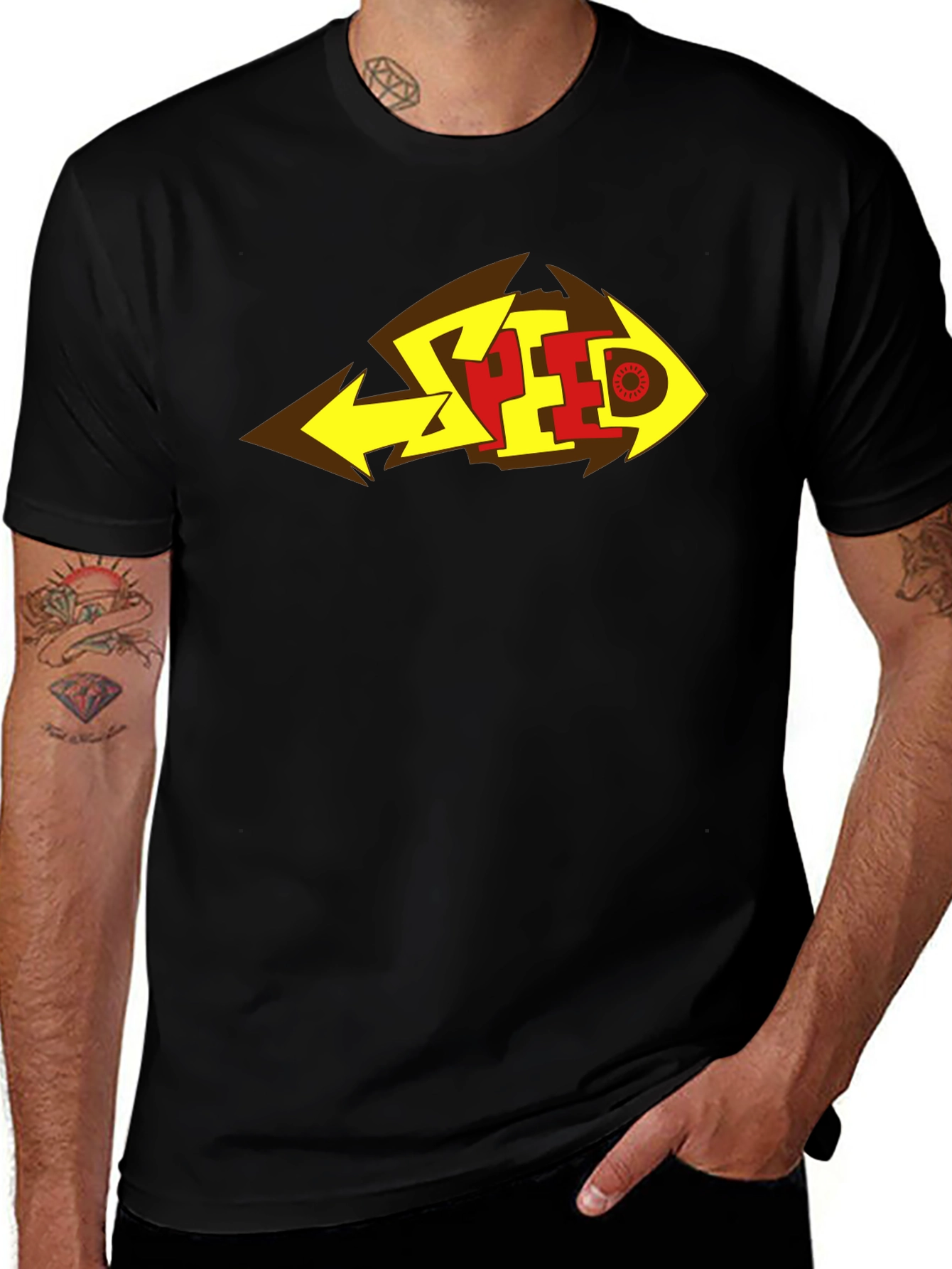 Bold SPEED Graphic Tee - Black Cotton Blend