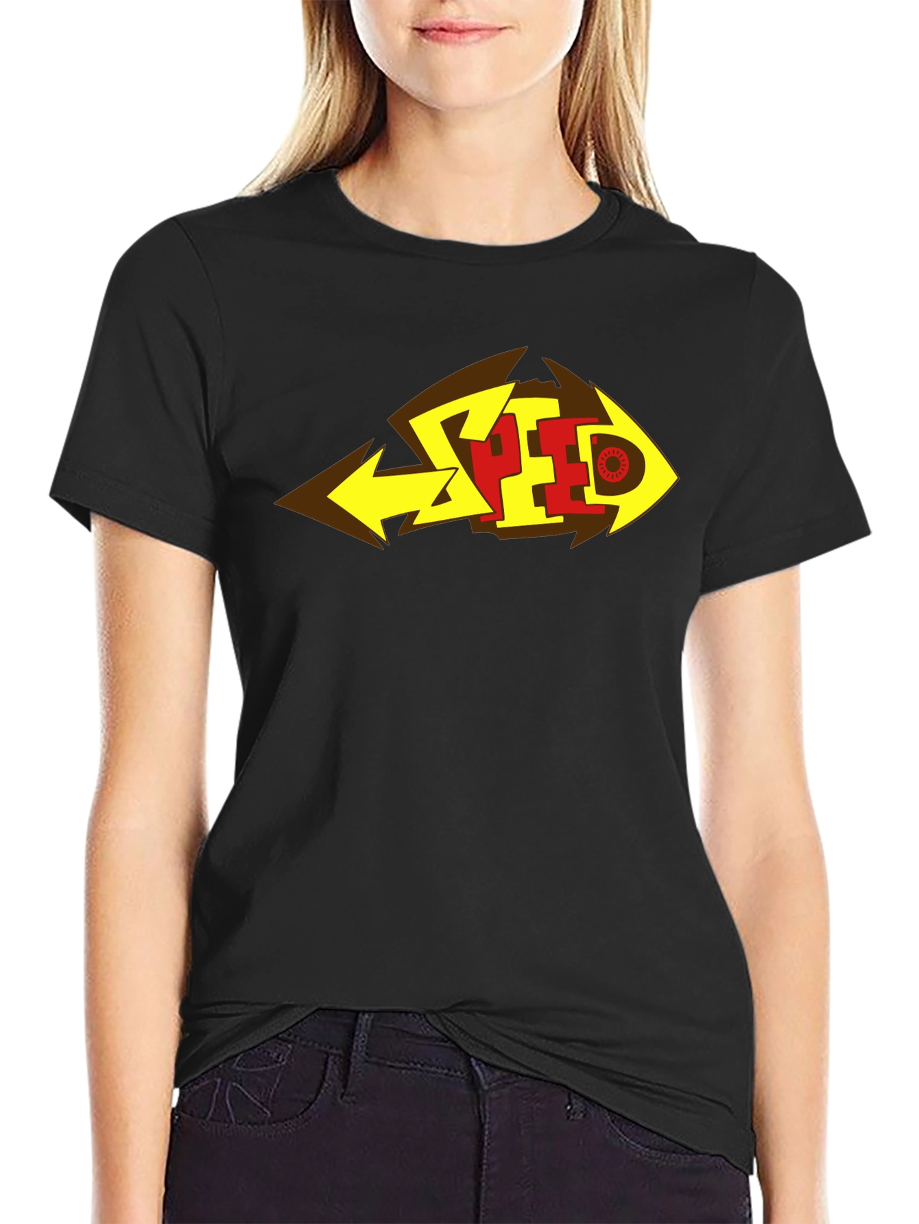 Bold SPEED Graphic Tee - Black Cotton Blend