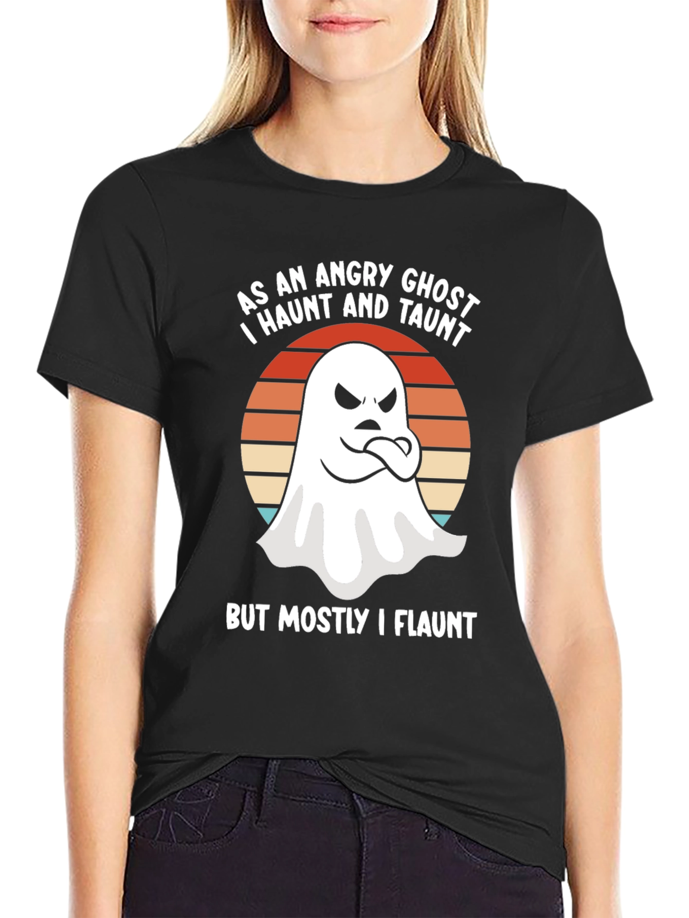 Angry Ghost Haunt & Taunt Halloween Tee