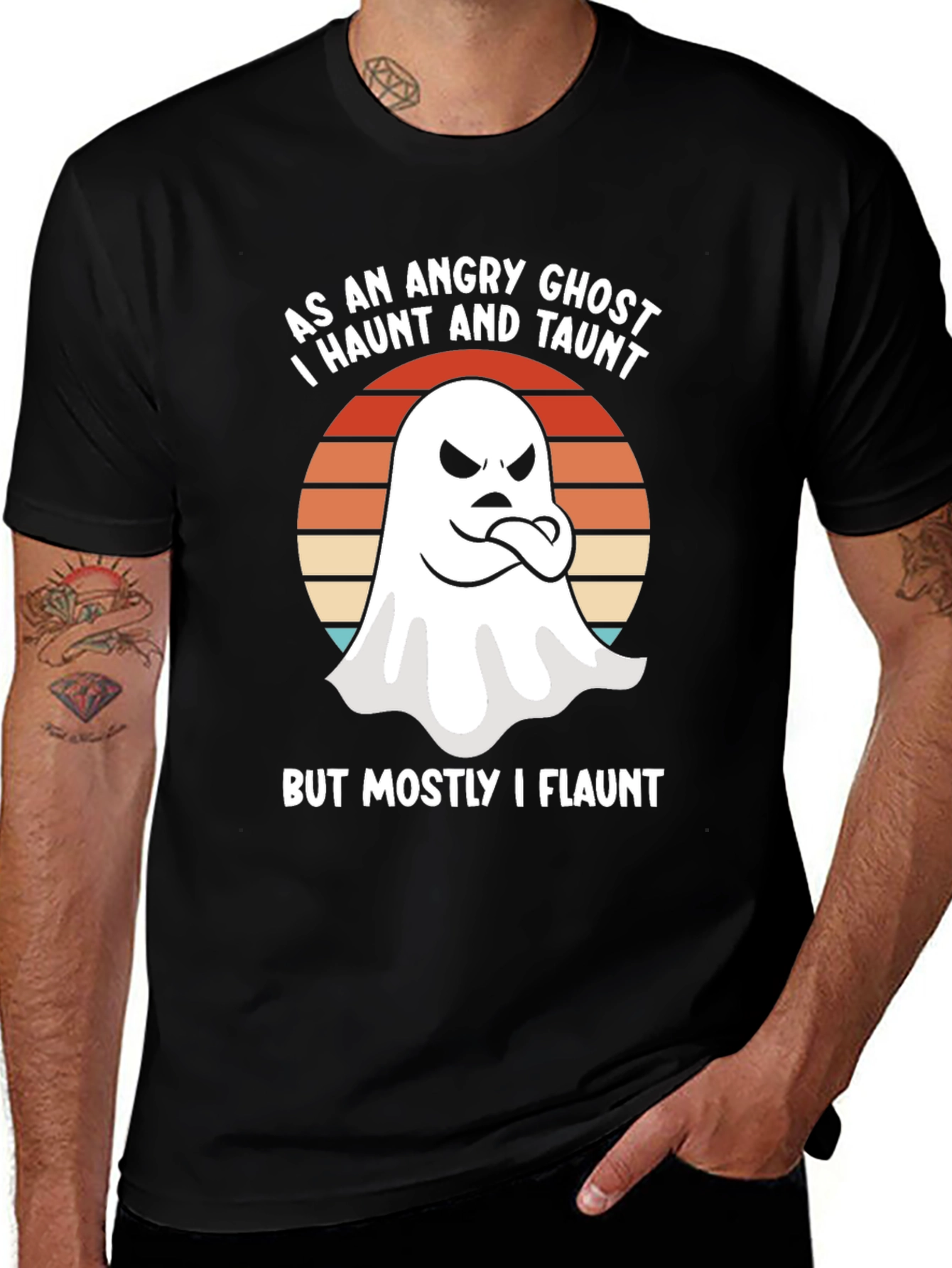 Angry Ghost Haunt & Taunt Halloween Tee