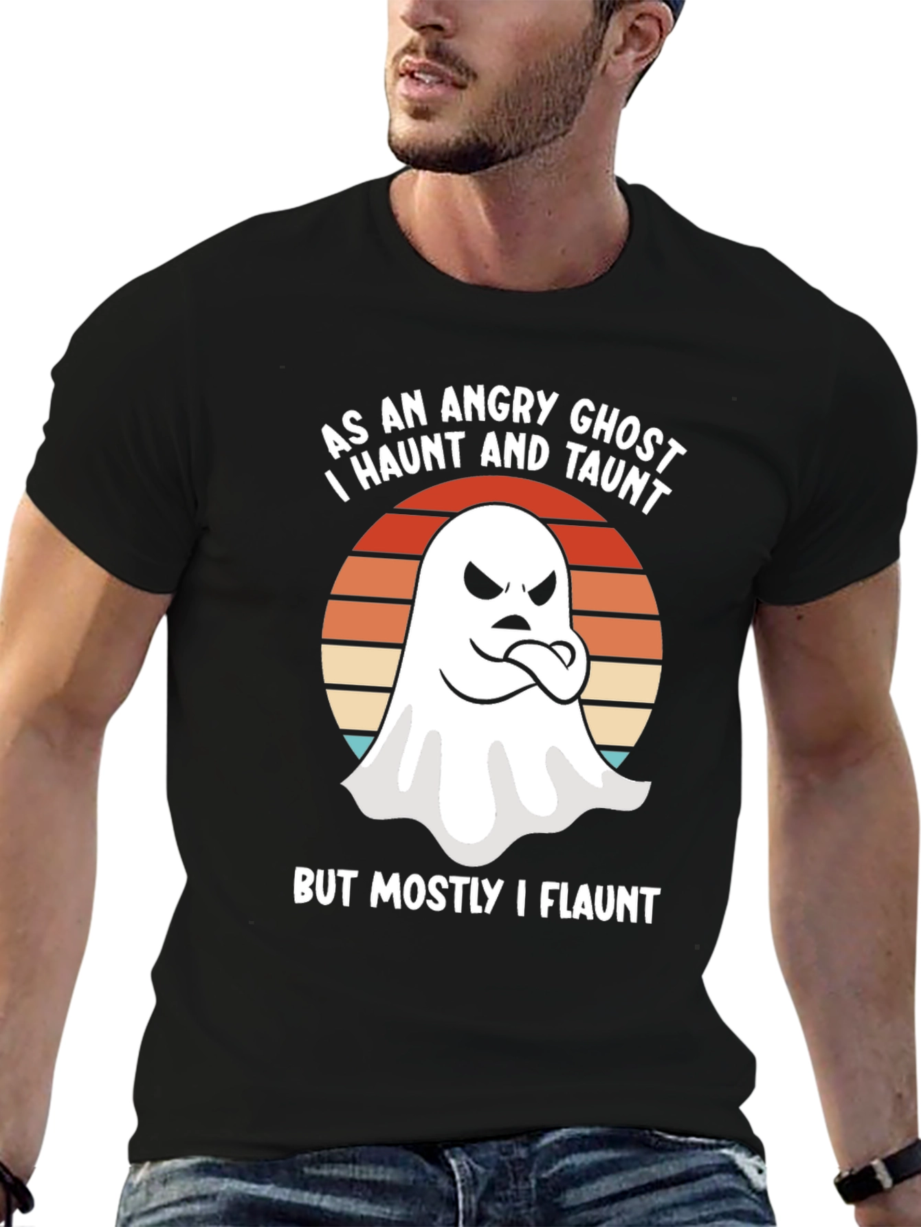 Angry Ghost Haunt & Taunt Halloween Tee