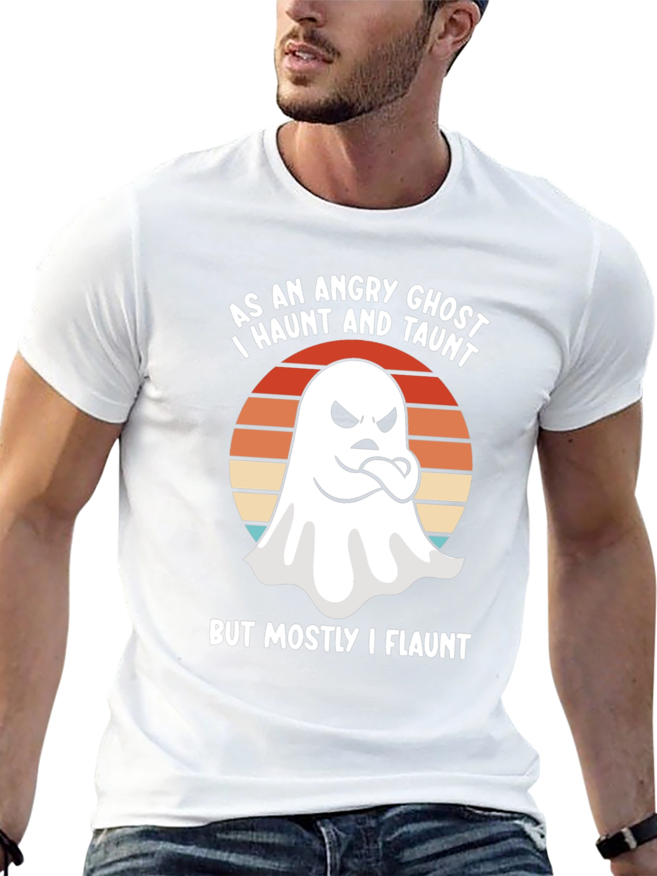 Angry Ghost Haunt & Taunt Halloween Tee