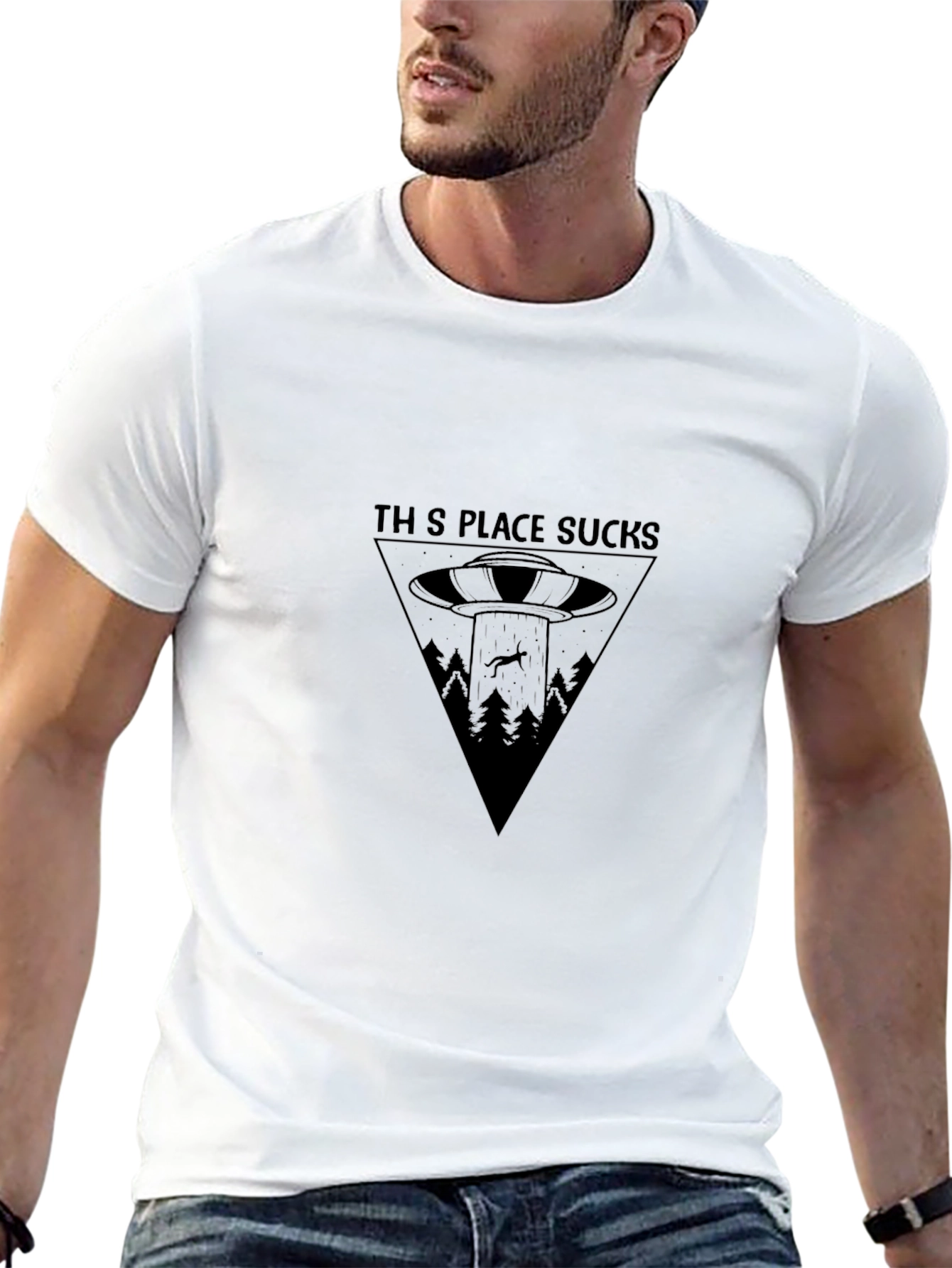 This Place Sucks Alien Abduction Graphic Tee
