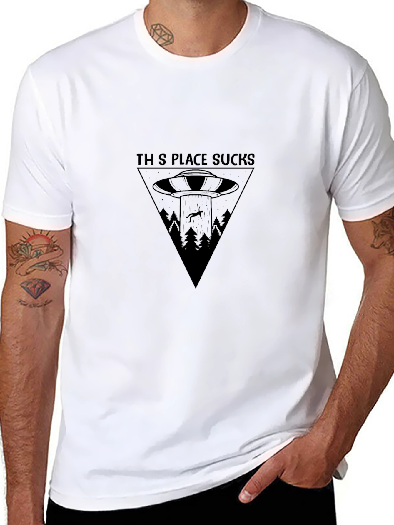 This Place Sucks Alien Abduction Graphic Tee
