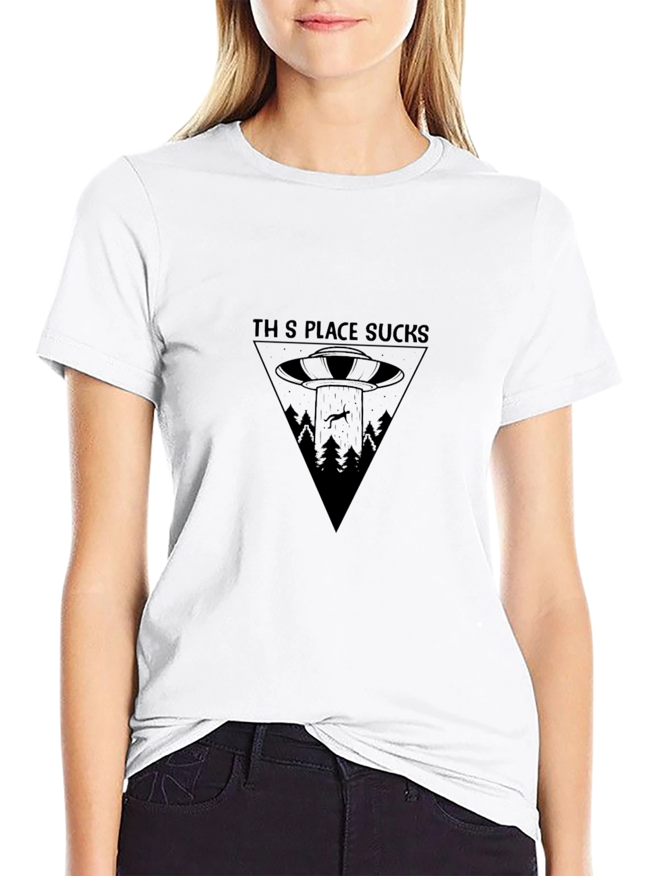 This Place Sucks Alien Abduction Graphic Tee