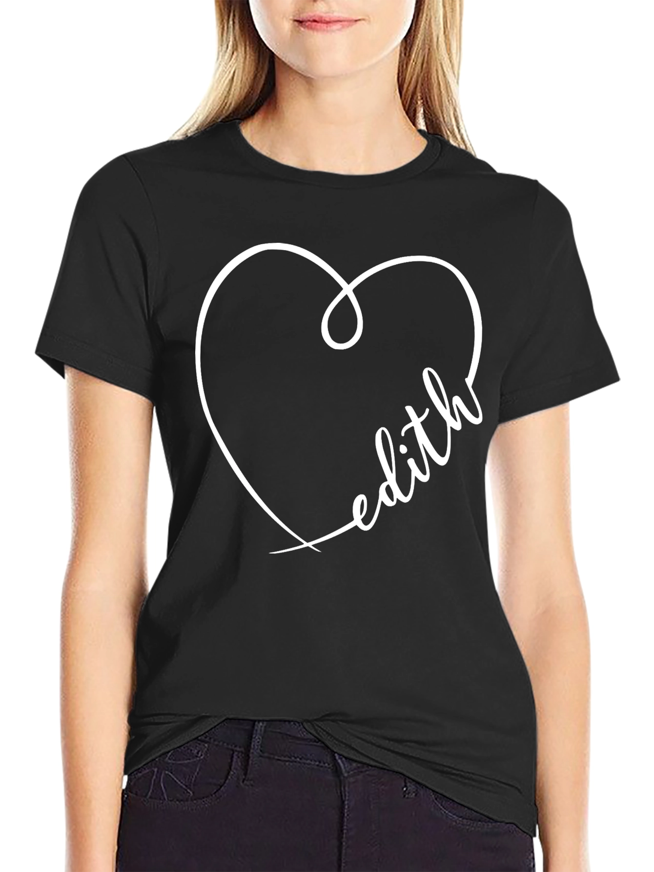 Edith Heart Graphic Black T-Shirt