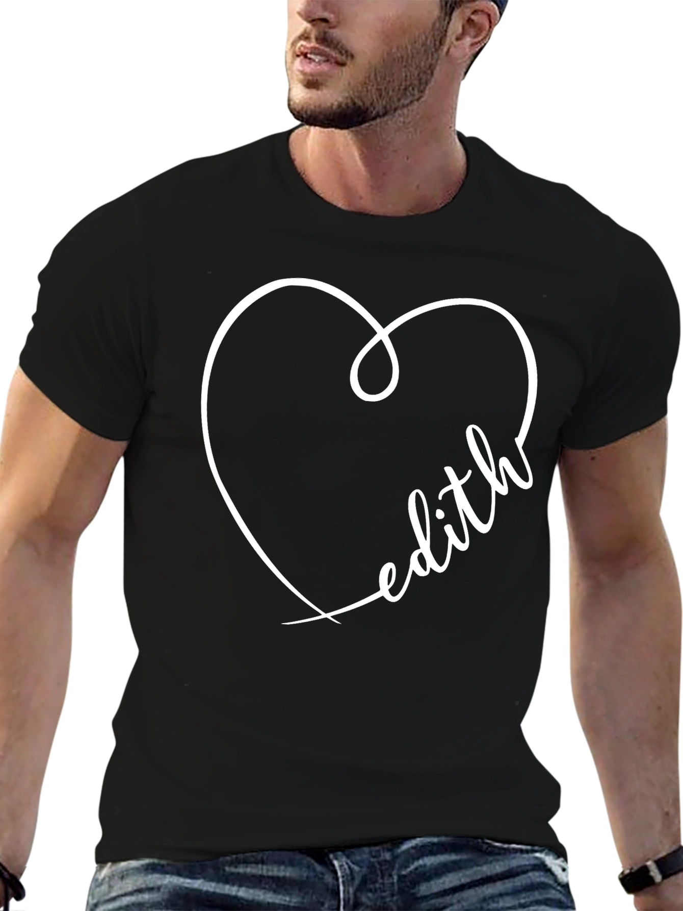 Edith Heart Graphic Black T-Shirt