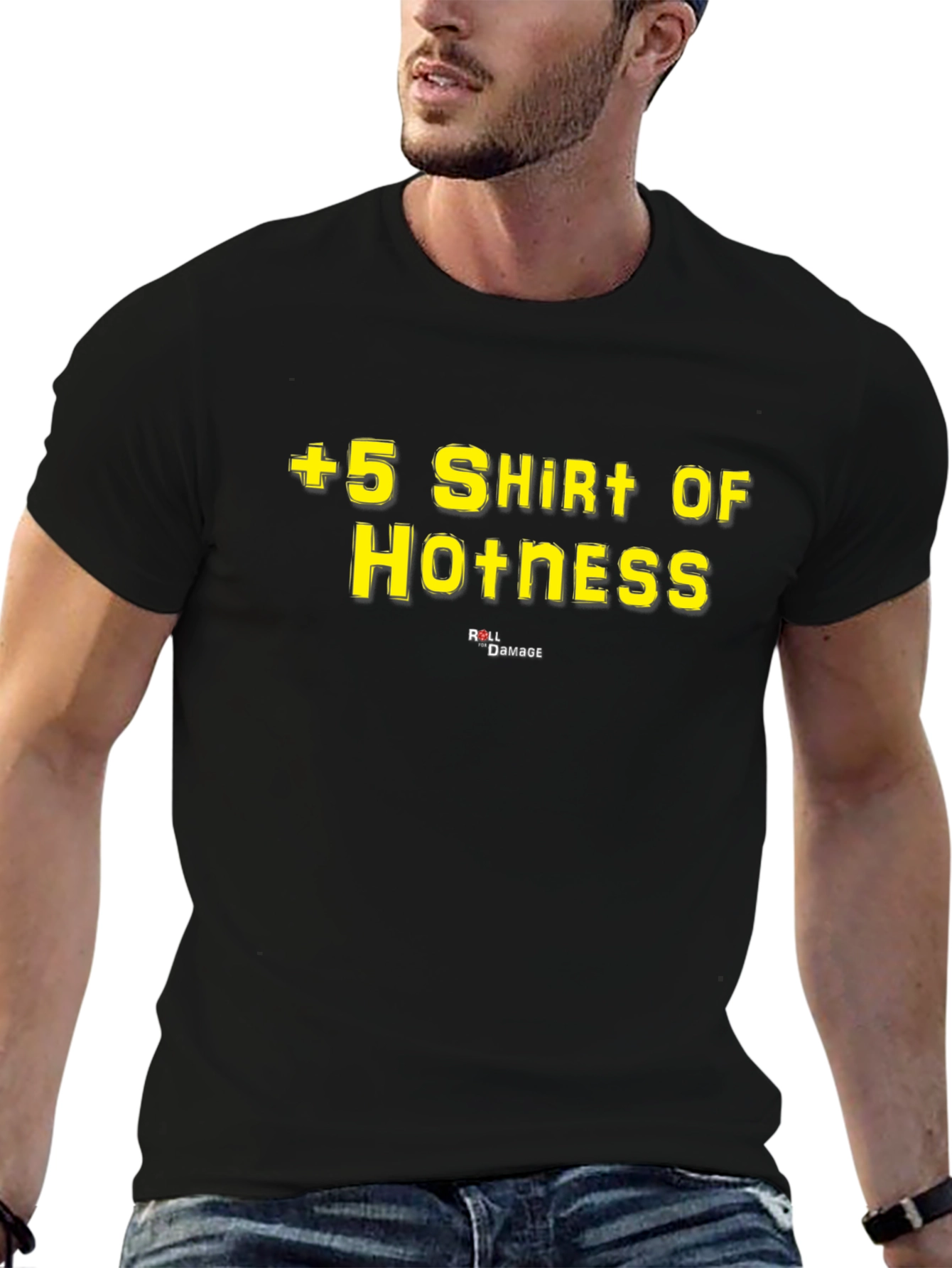 +5 Shirt of Hotness Roll Damage T-Shirt - Black