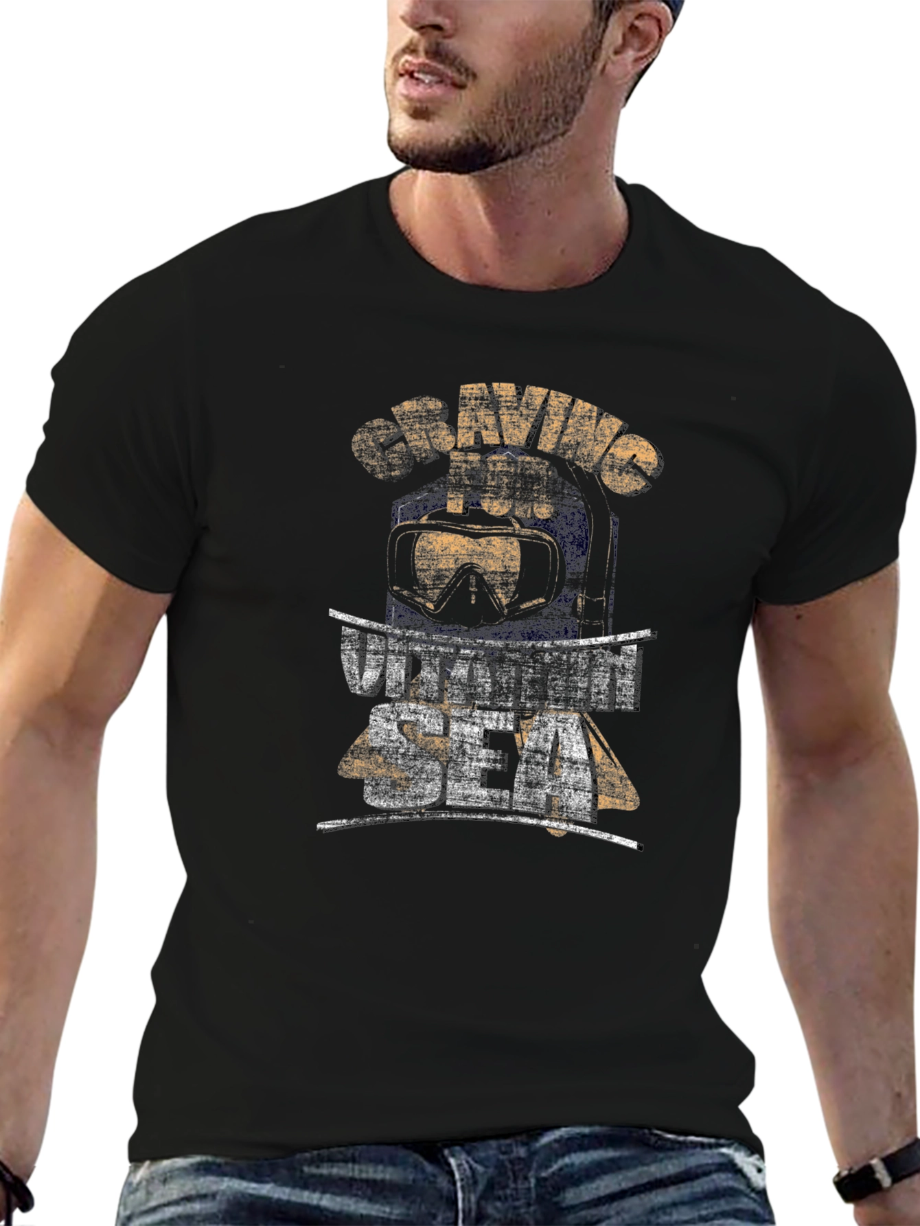 Craving for Vitamin Sea Mens Black T-Shirt
