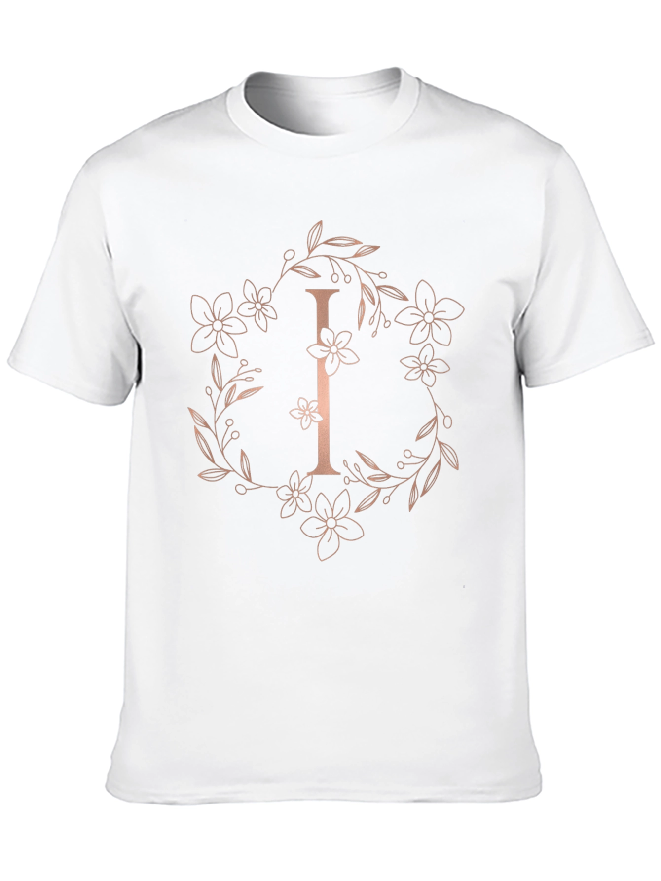 Floral Letter I Black T-Shirt