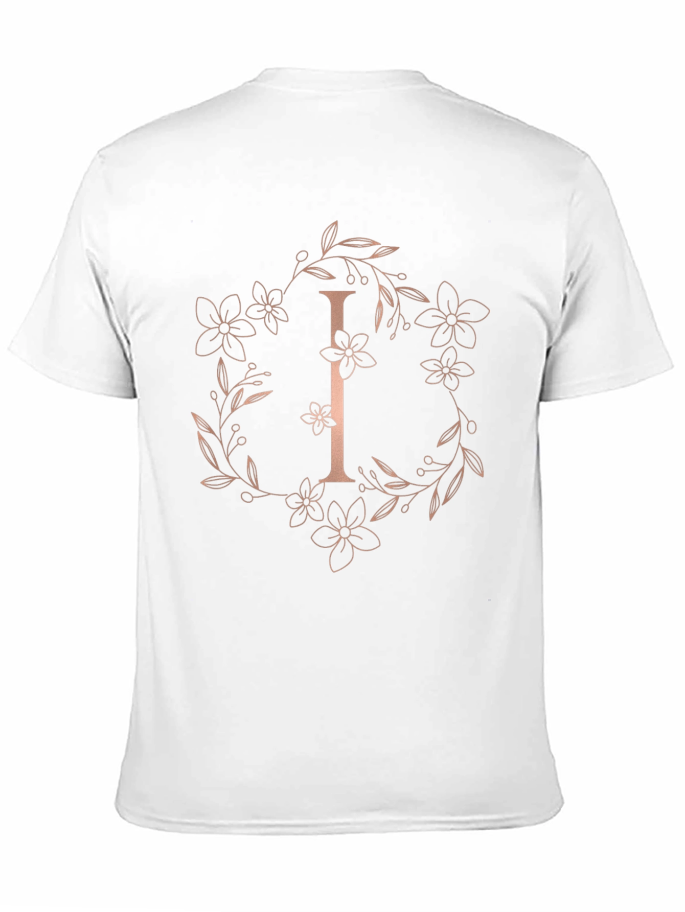 Floral Letter I Black T-Shirt