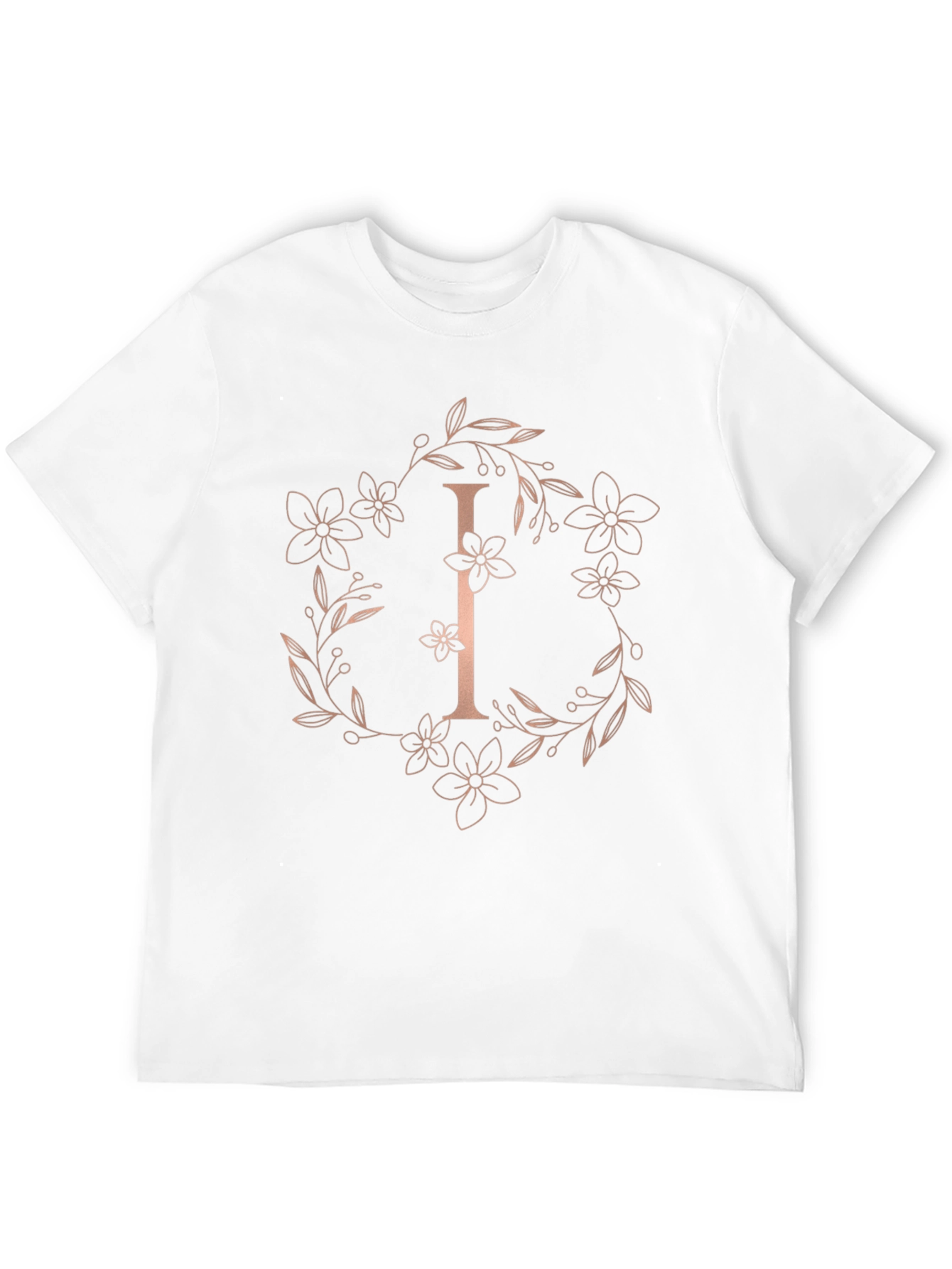 Floral Letter I Black T-Shirt
