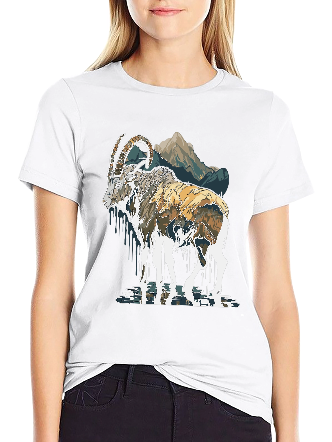Mountain Goat Graphic Print T-Shirt