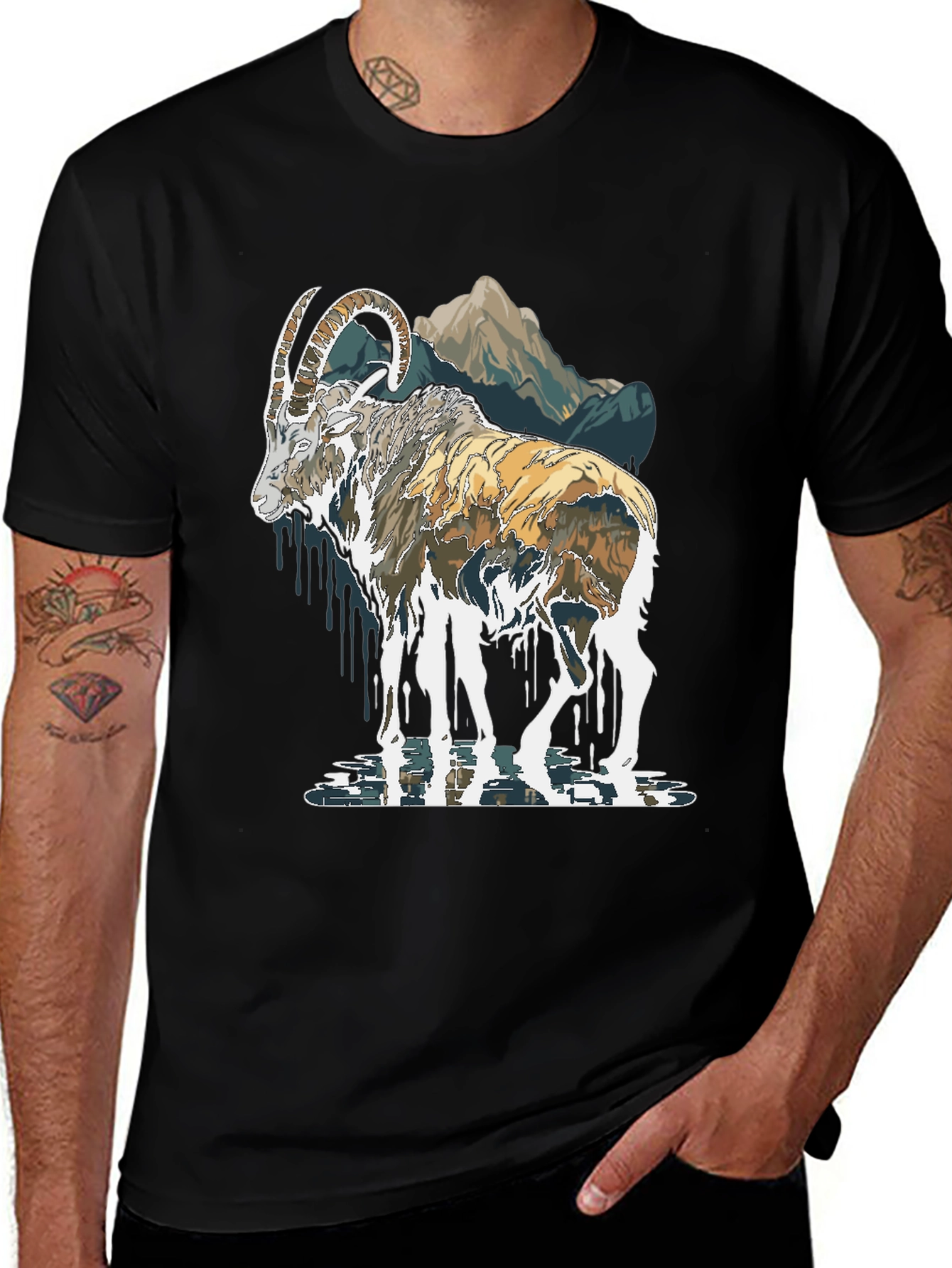 Mountain Goat Graphic Print T-Shirt