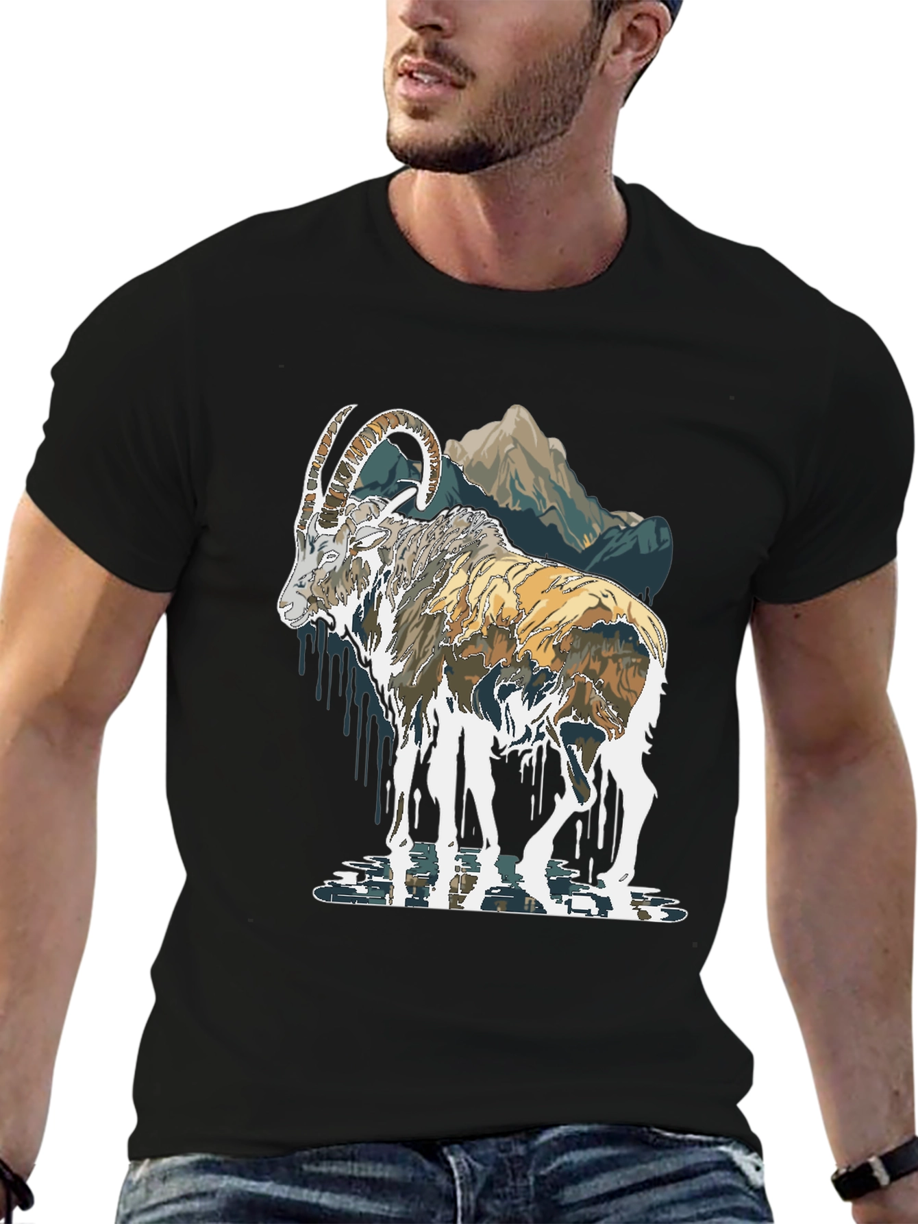 Mountain Goat Graphic Print T-Shirt