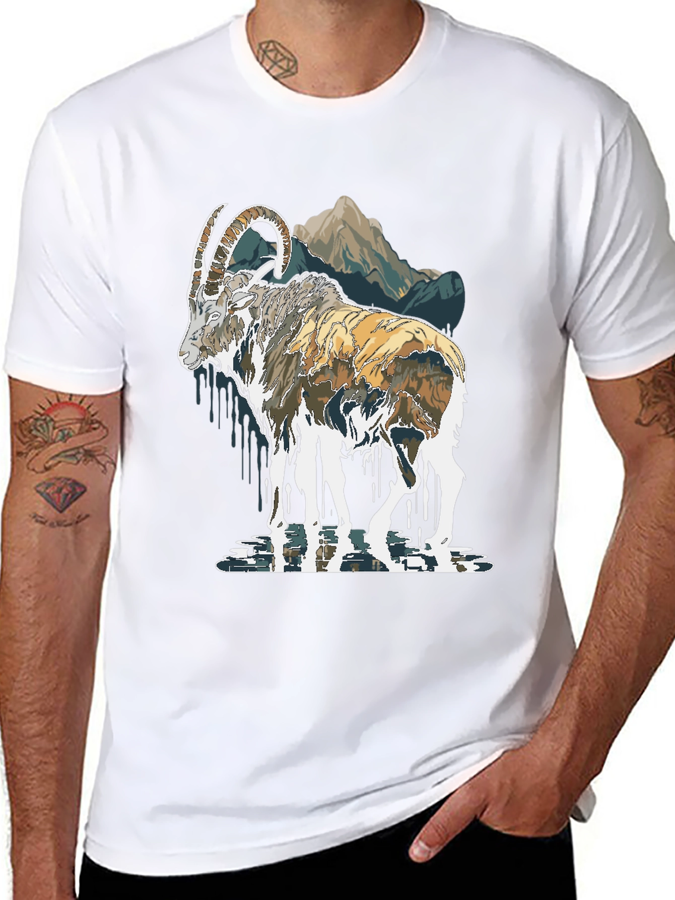 Mountain Goat Graphic Print T-Shirt