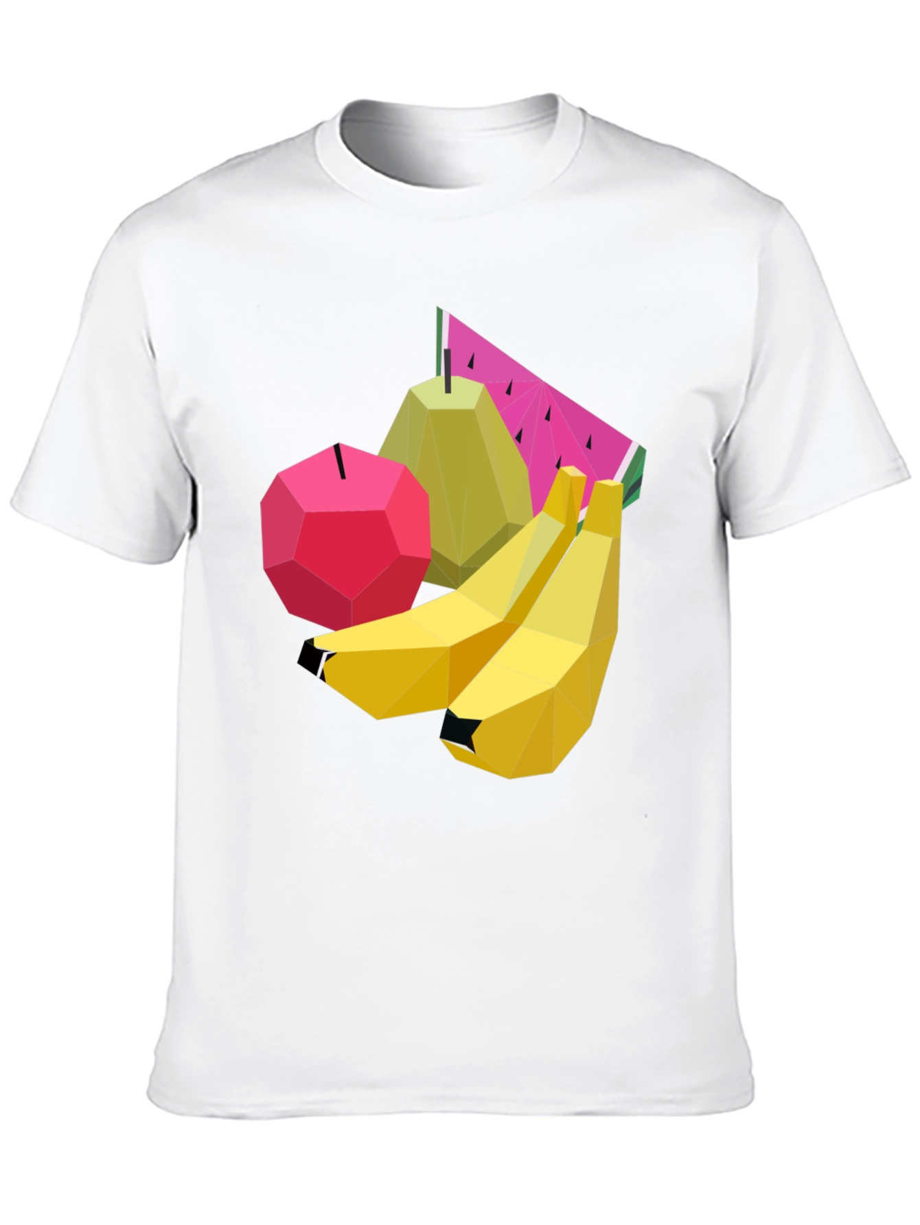 Geometric Fruit Graphic Black T-Shirt