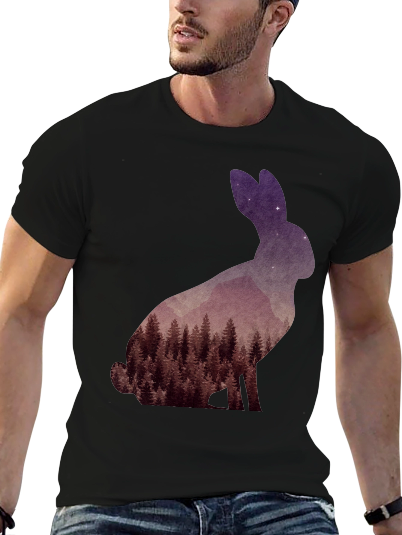 Nature Rabbit Graphic T-Shirt - Unique Forest Design