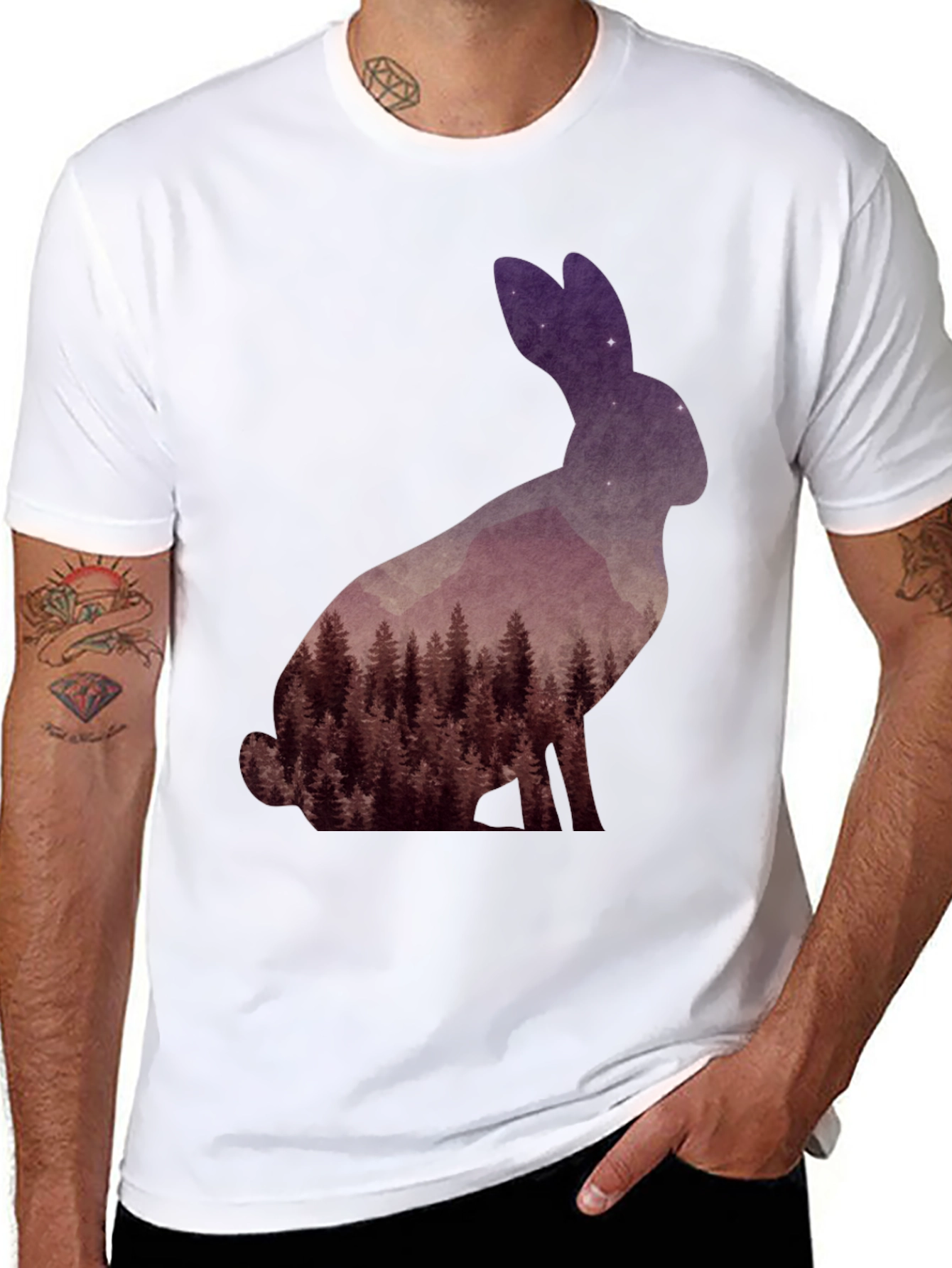 Nature Rabbit Graphic T-Shirt - Unique Forest Design