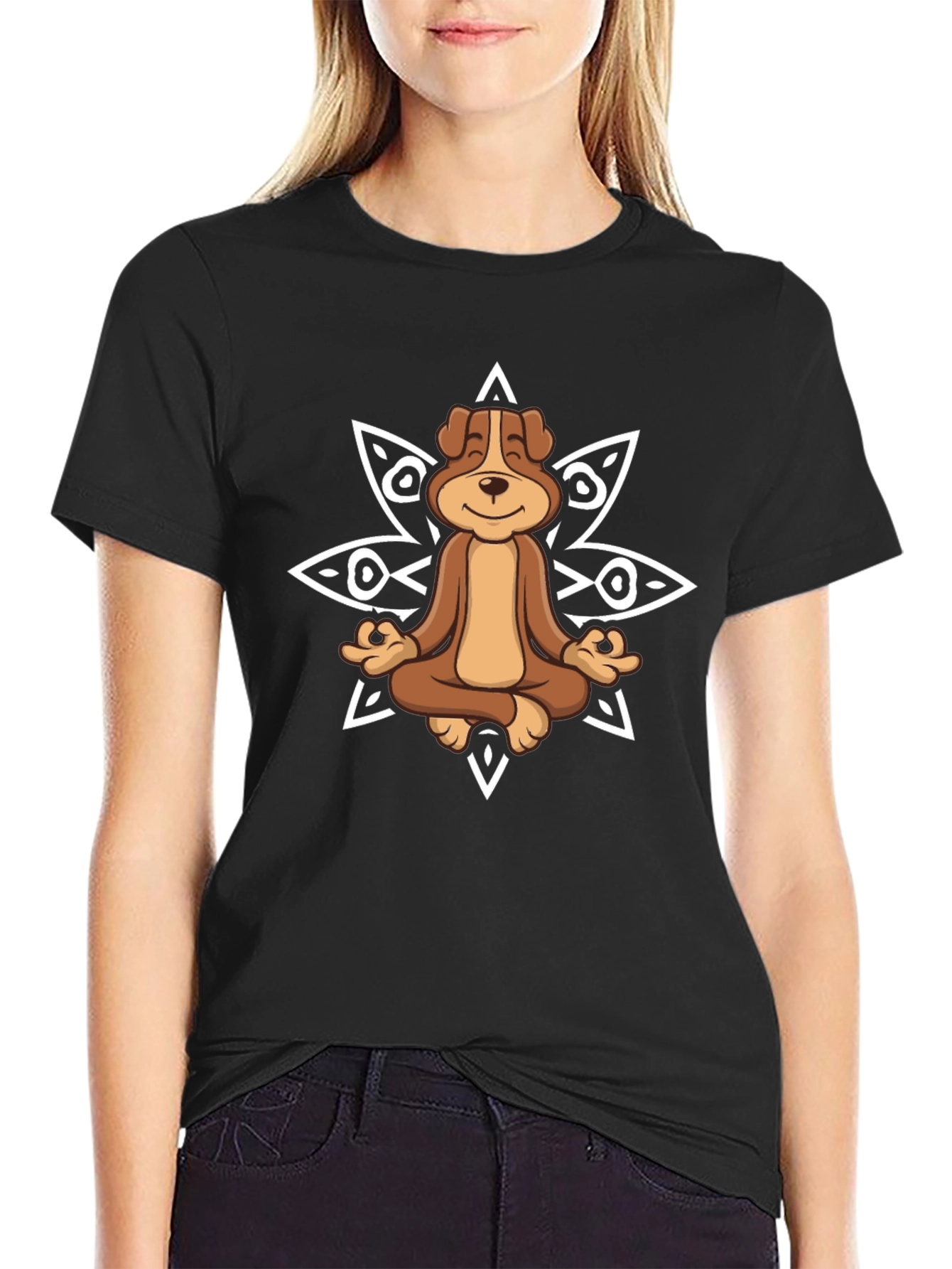 Meditating Dog Graphic Tee - Relaxed Fit