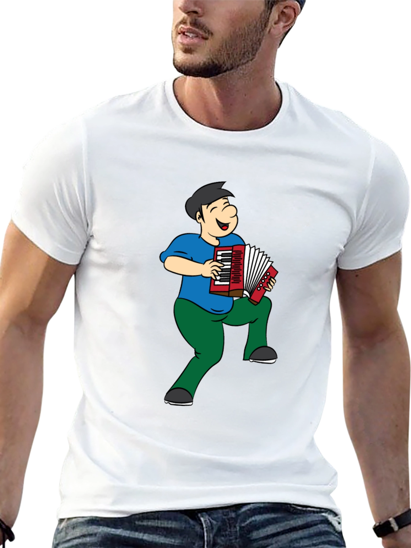 Accordion Man Graphic T-Shirt - Black