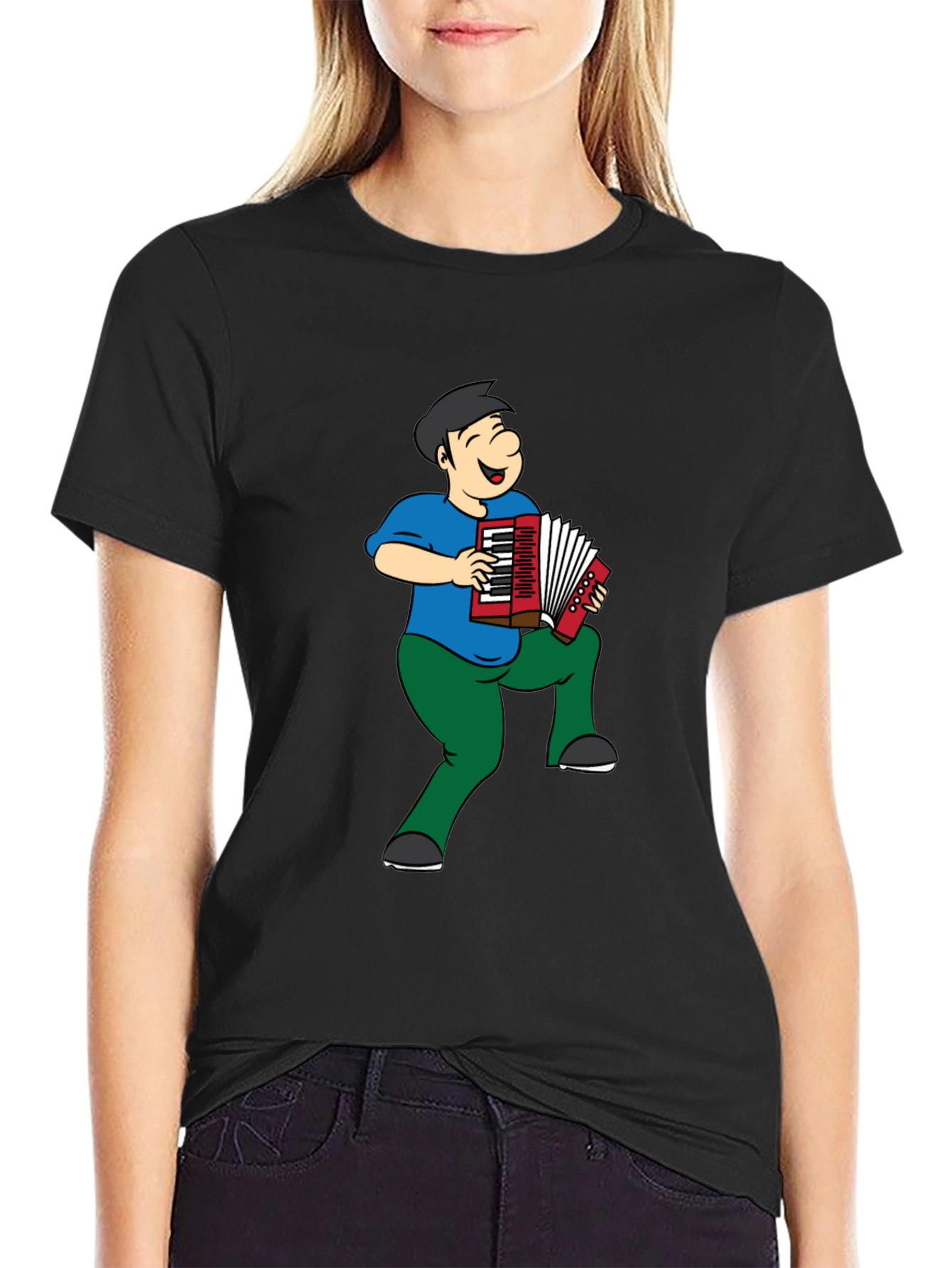 Accordion Man Graphic T-Shirt - Black