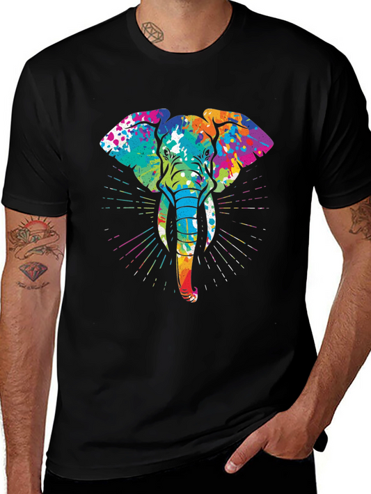 Colorful Elephant Graphic Tee - Artistic Design