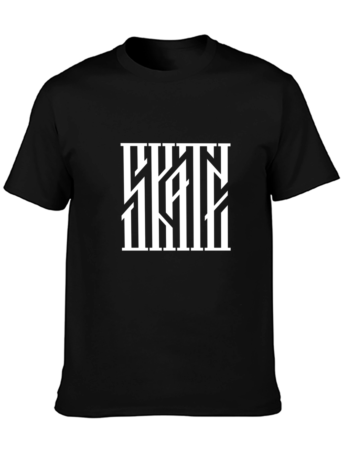 Abstract White Bars Graphic Black T-Shirt
