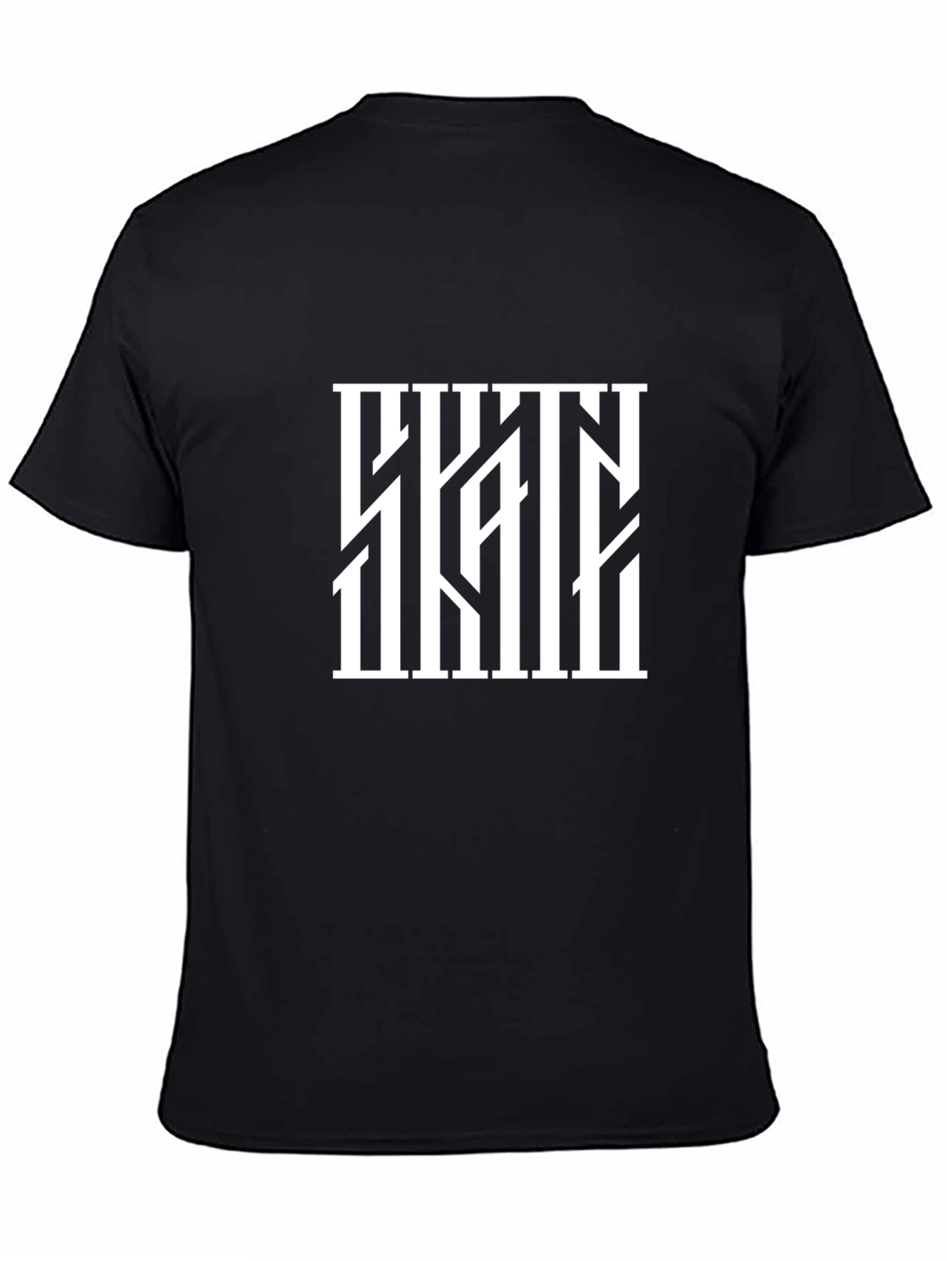Abstract White Bars Graphic Black T-Shirt