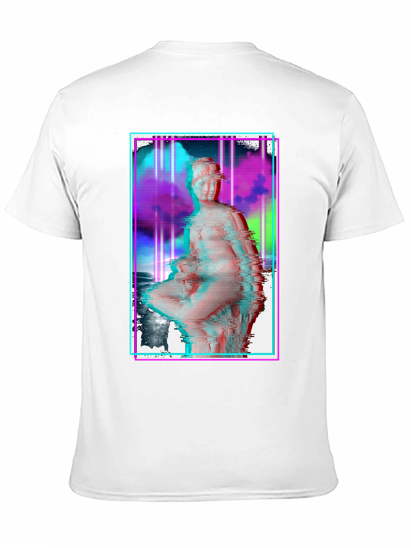 Glitch Art Statue Graphic Black T-Shirt