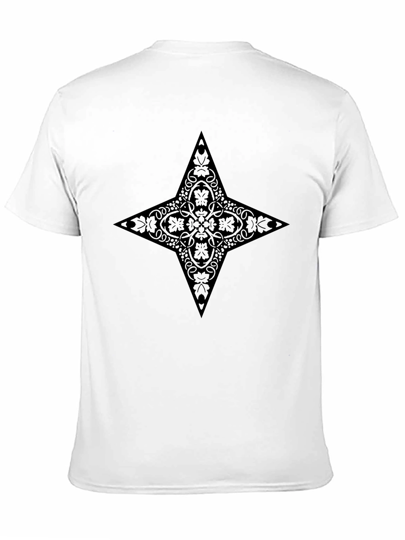 Stylish Black Tee with Ornate Star Design