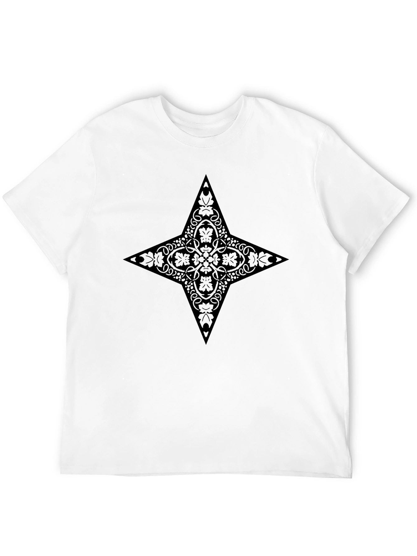 Stylish Black Tee with Ornate Star Design