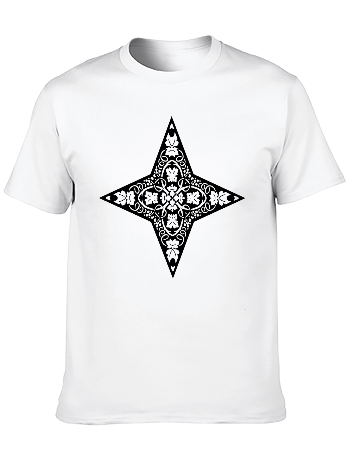 Stylish Black Tee with Ornate Star Design