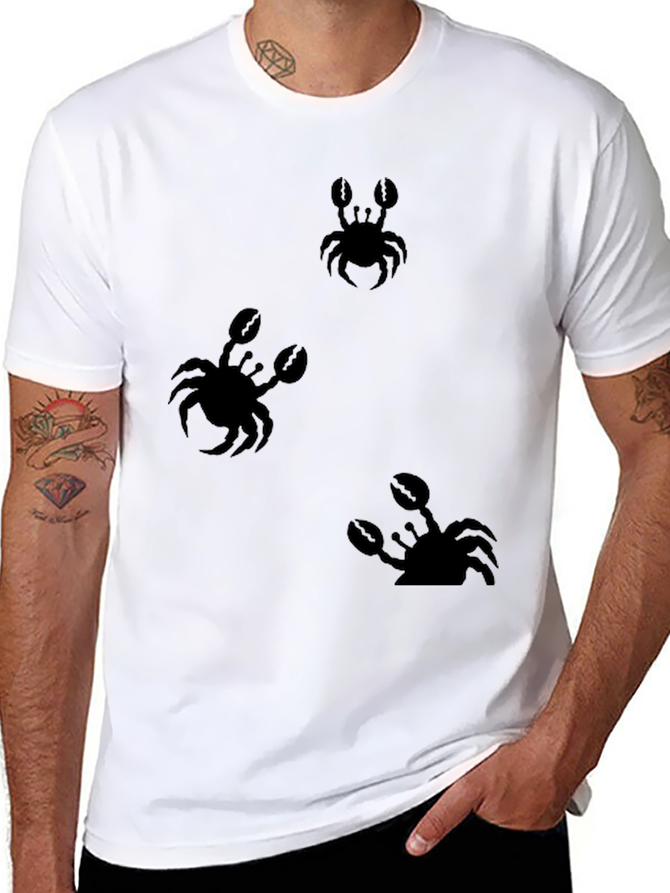 Crab Print Black T-Shirt