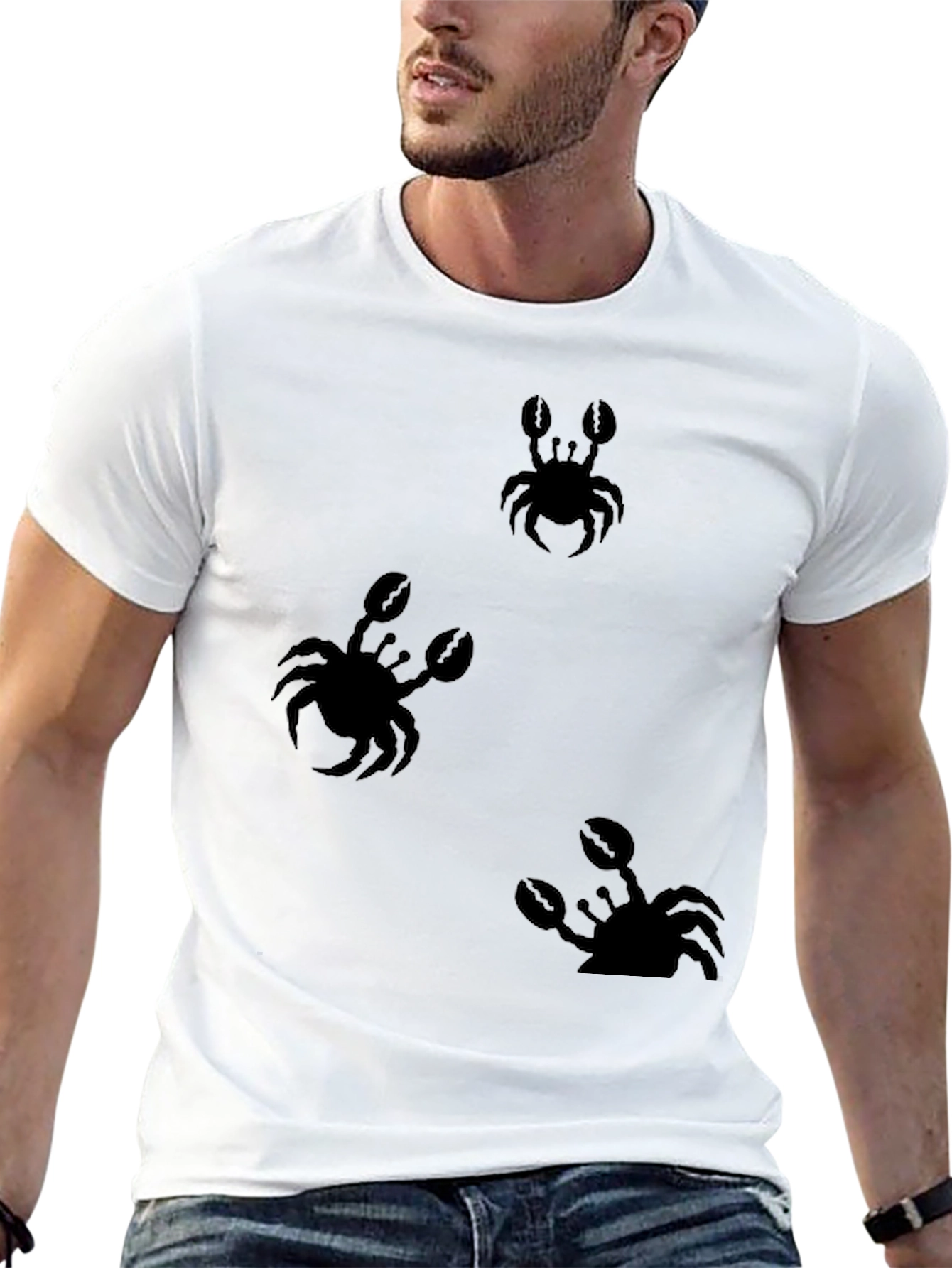 Crab Print Black T-Shirt