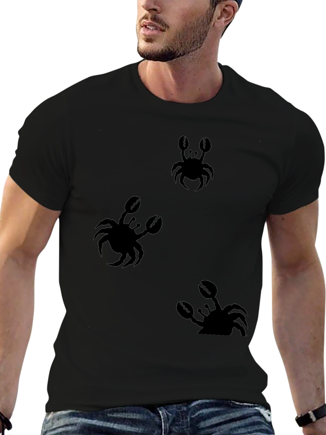 Crab Print Black T-Shirt