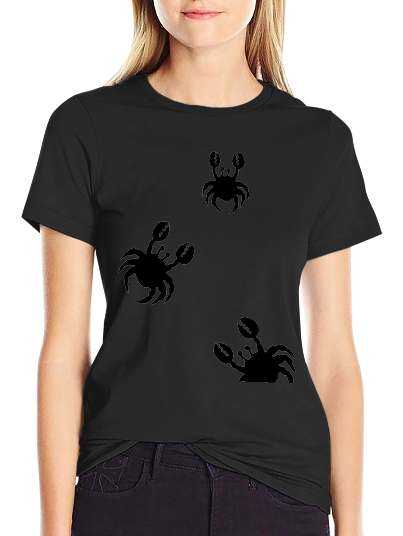 Crab Print Black T-Shirt