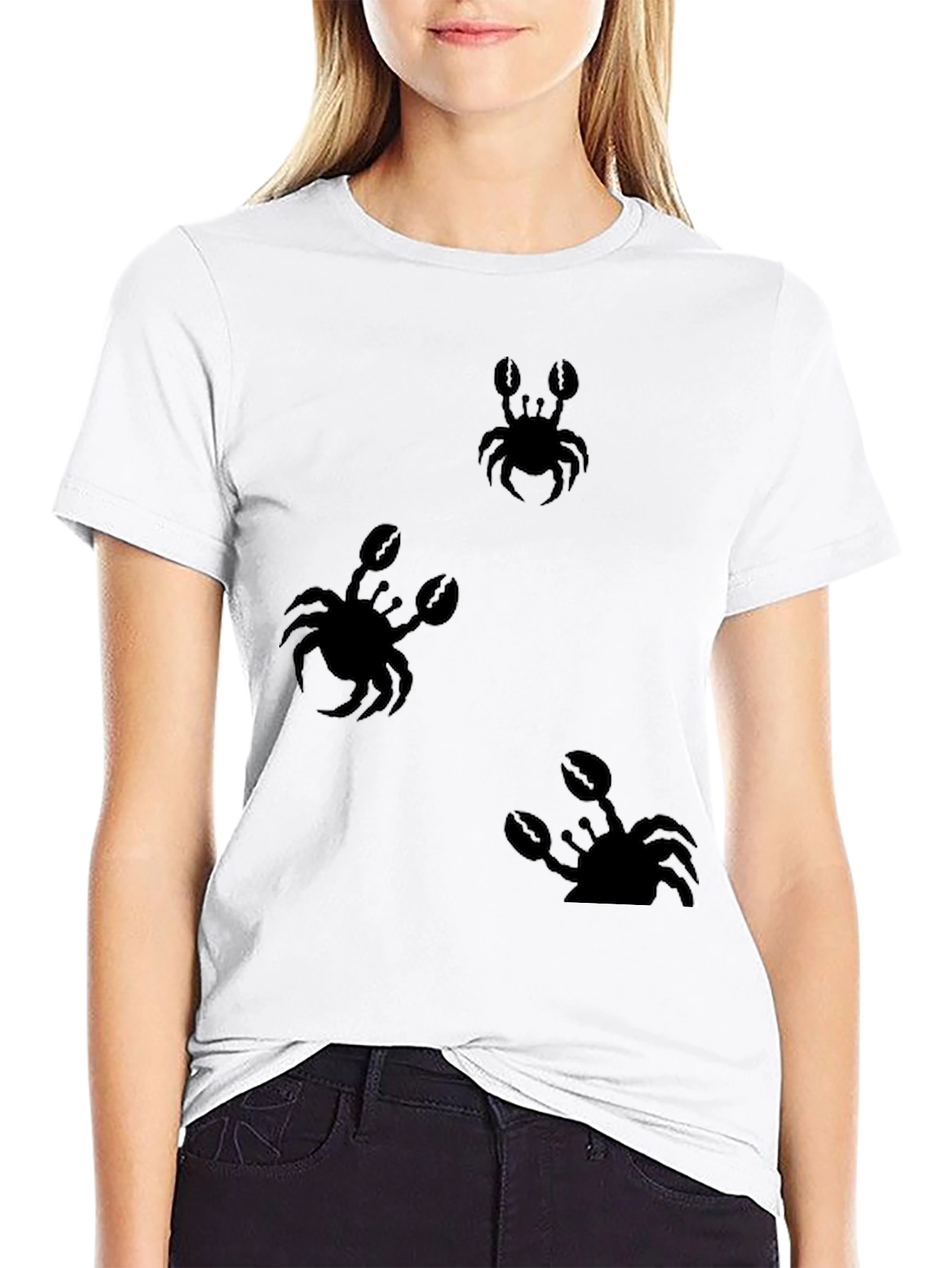 Crab Print Black T-Shirt