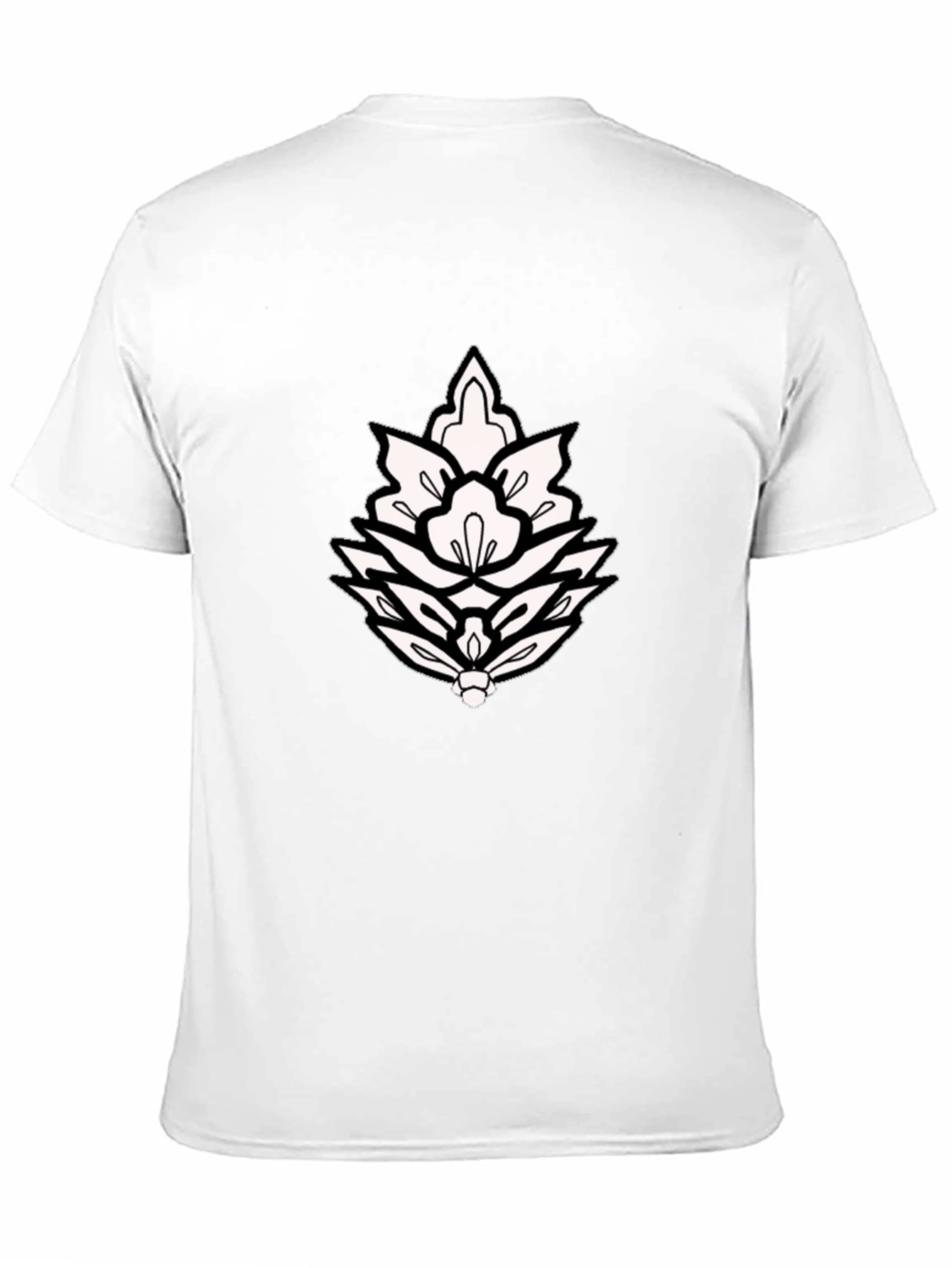 Black T-Shirt with Ornamental Lotus Design