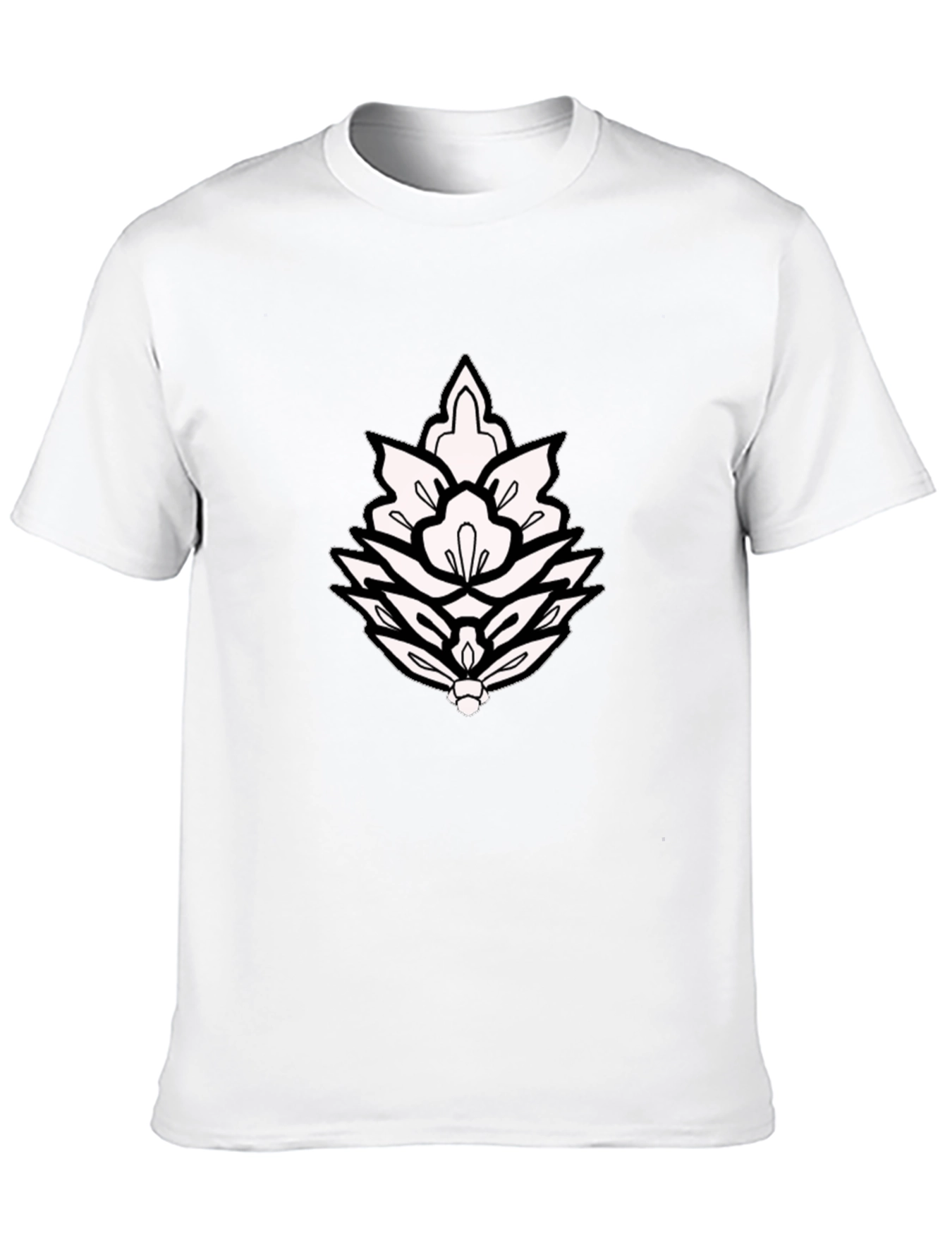 Black T-Shirt with Ornamental Lotus Design
