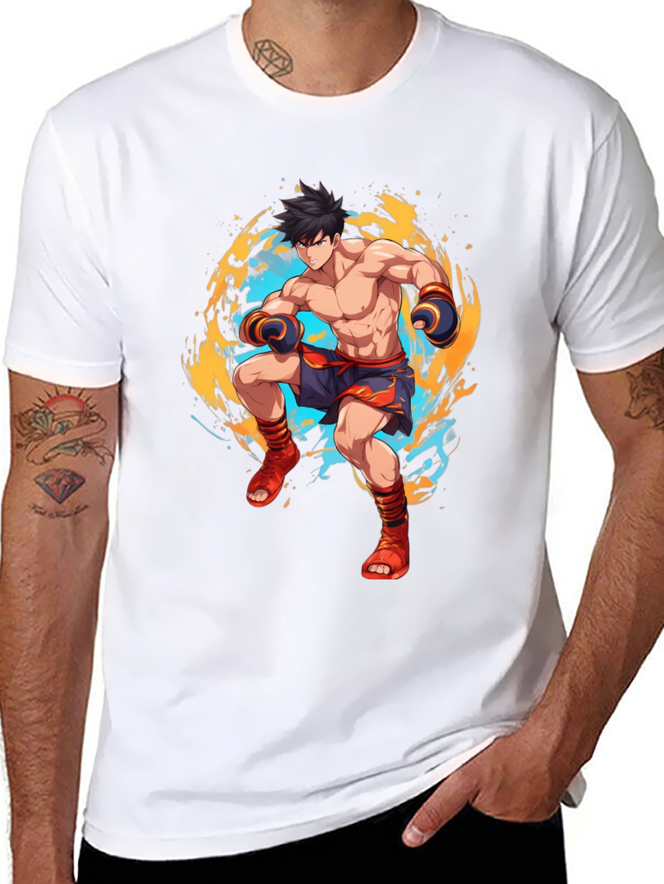 Anime Fighter Graphic Black T-Shirt