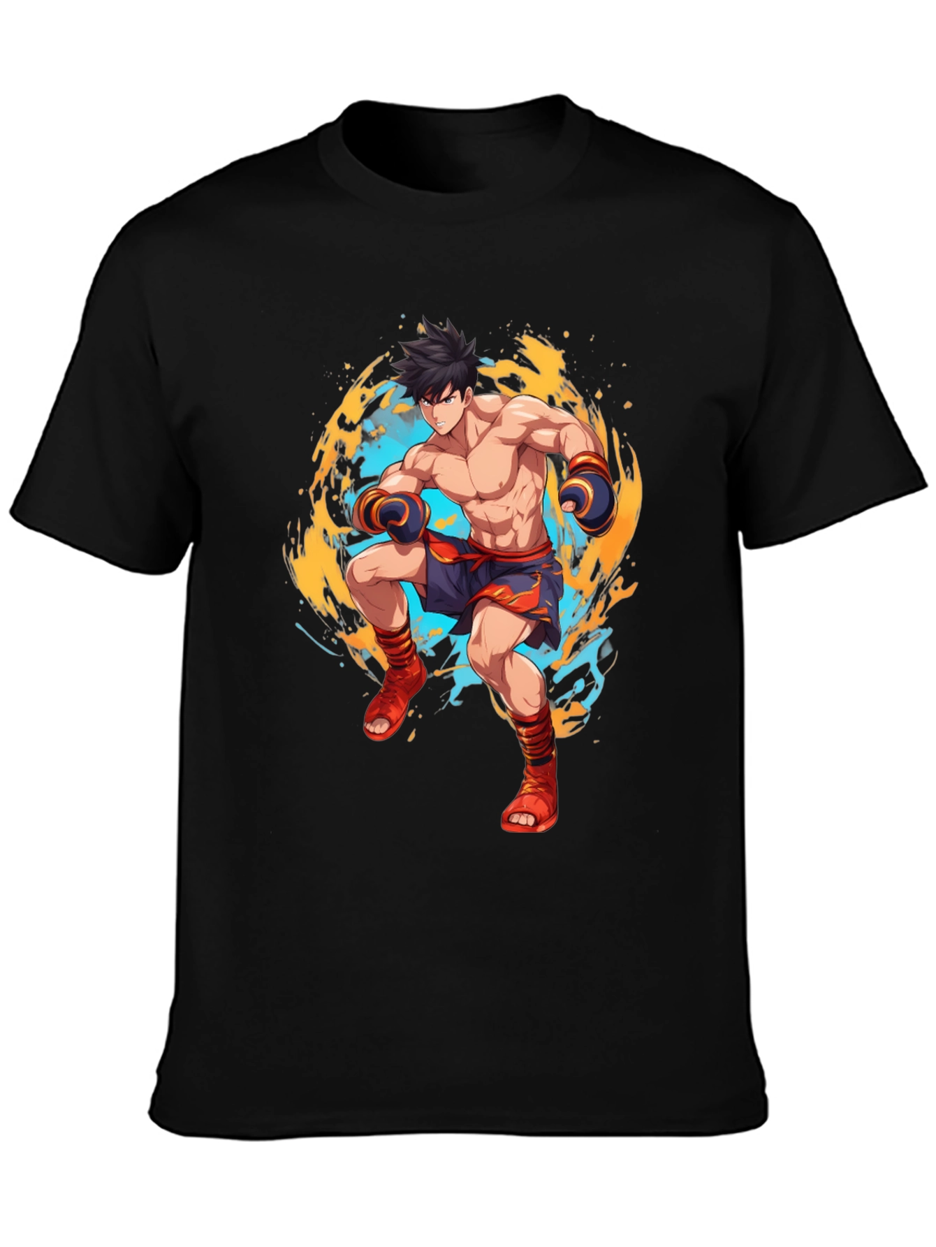 Anime Fighter Graphic Black T-Shirt