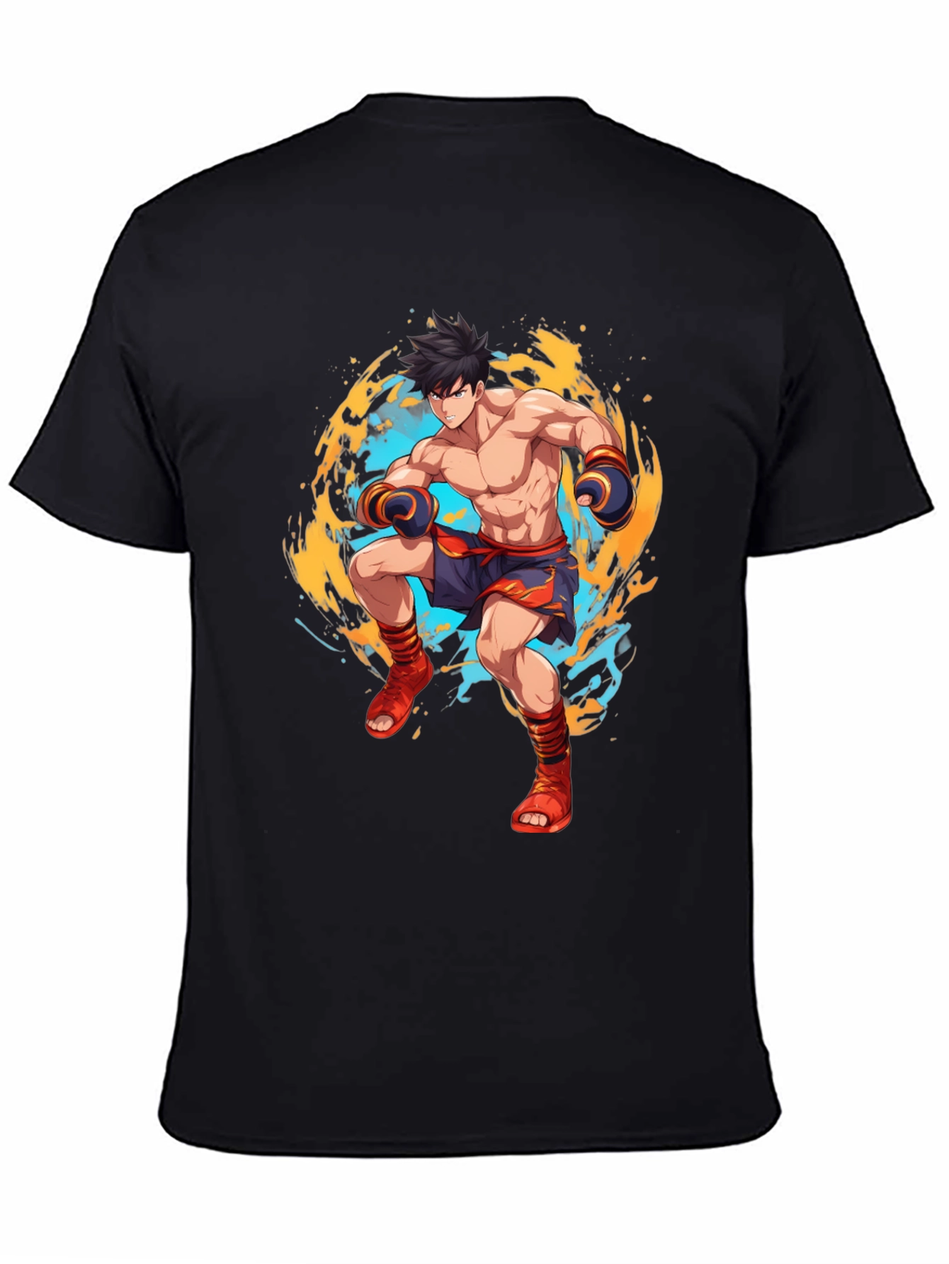 Anime Fighter Graphic Black T-Shirt
