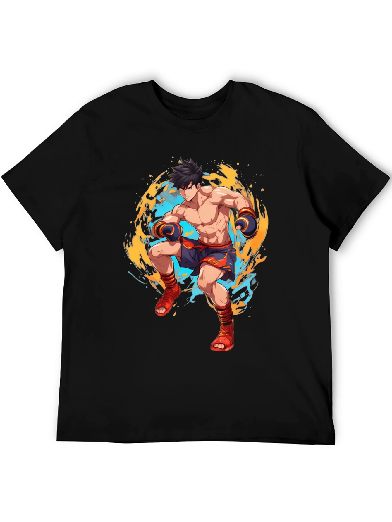 Anime Fighter Graphic Black T-Shirt