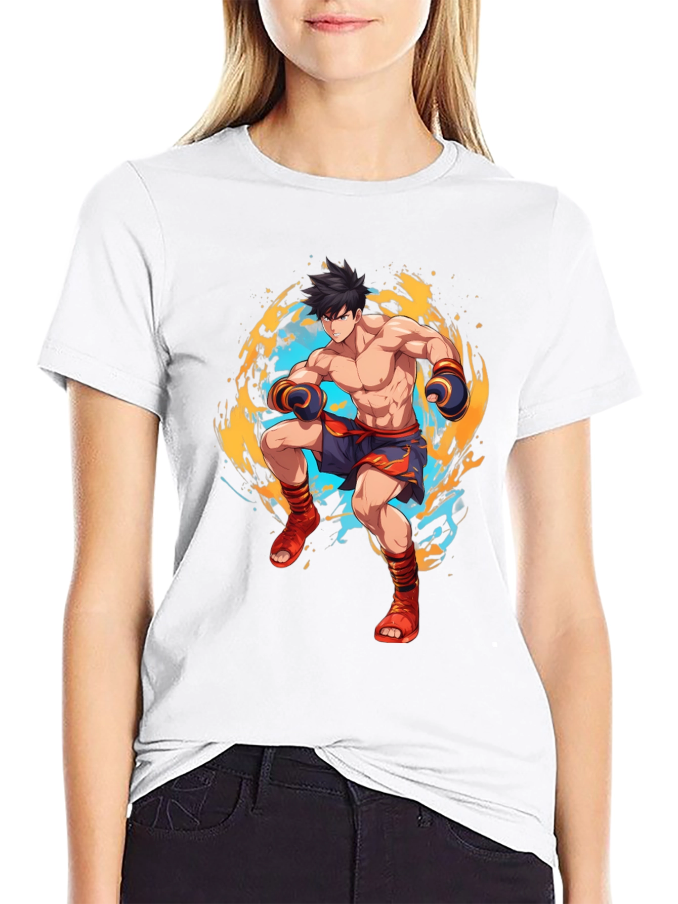 Anime Fighter Graphic Black T-Shirt