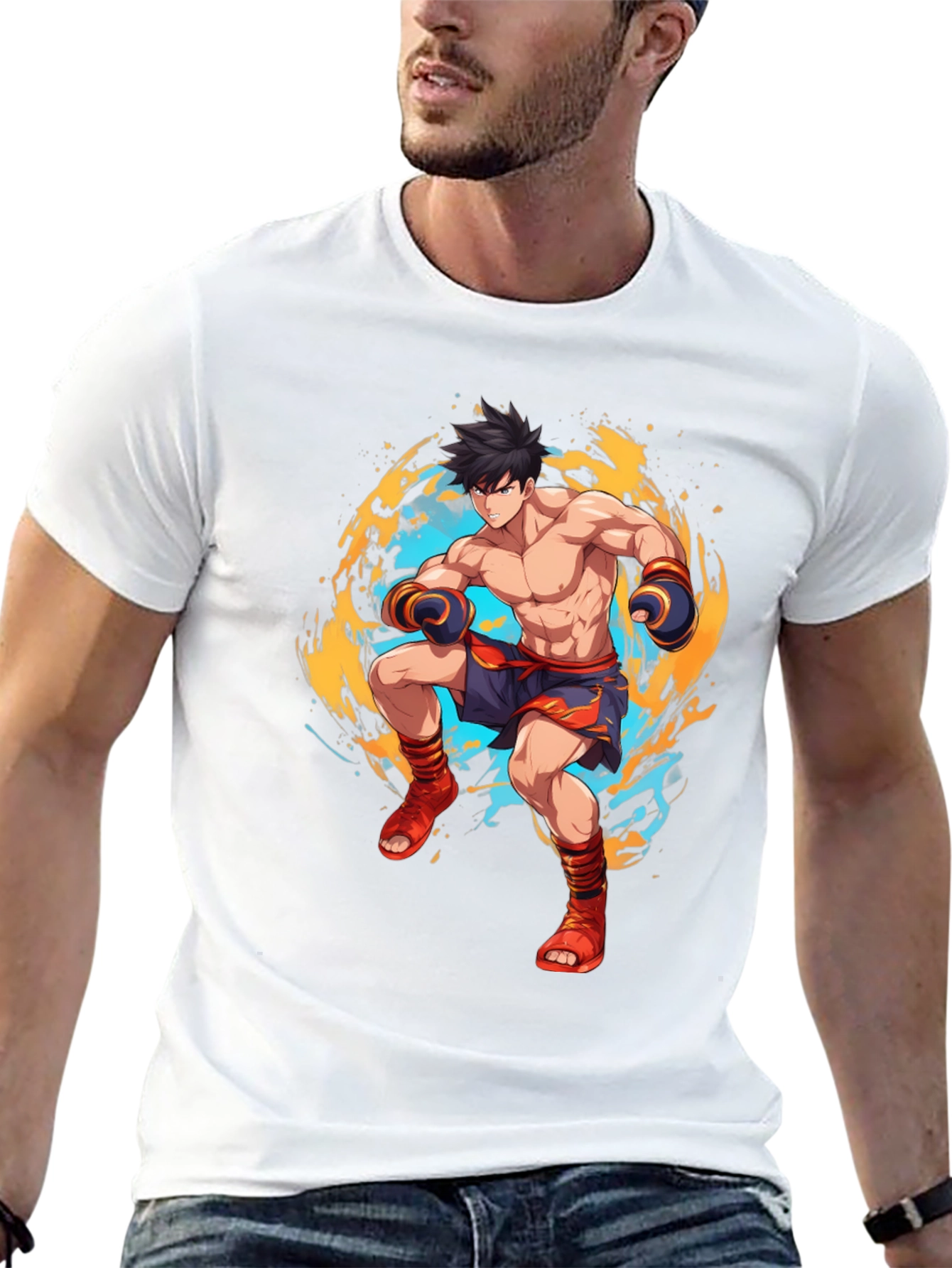 Anime Fighter Graphic Black T-Shirt