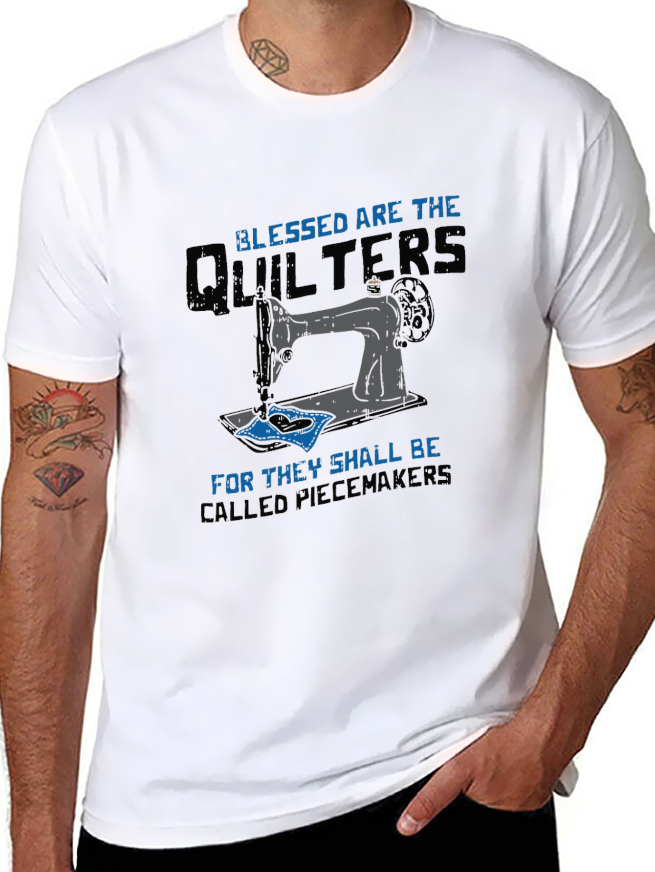 Blessed Quilters T-Shirt Sewing Machine Tee