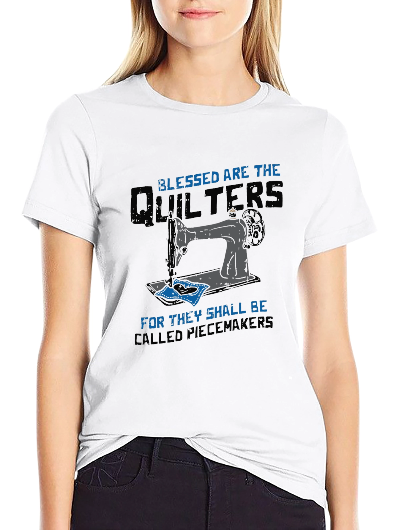 Blessed Quilters T-Shirt Sewing Machine Tee